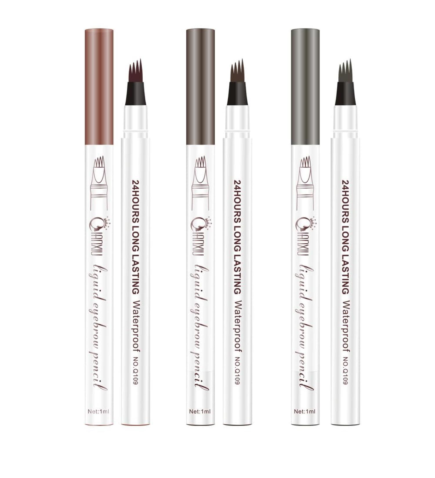 3Pcs Eyebrow Pencil Microblading Eyebrow Pen Waterproof Sweatproof & Long-Lasting All Day 4 Tip Eyebrow Pen Natural Eye Brow Pencils For Women (Beautiful girl*3) - Buy Online on GoSupps.com