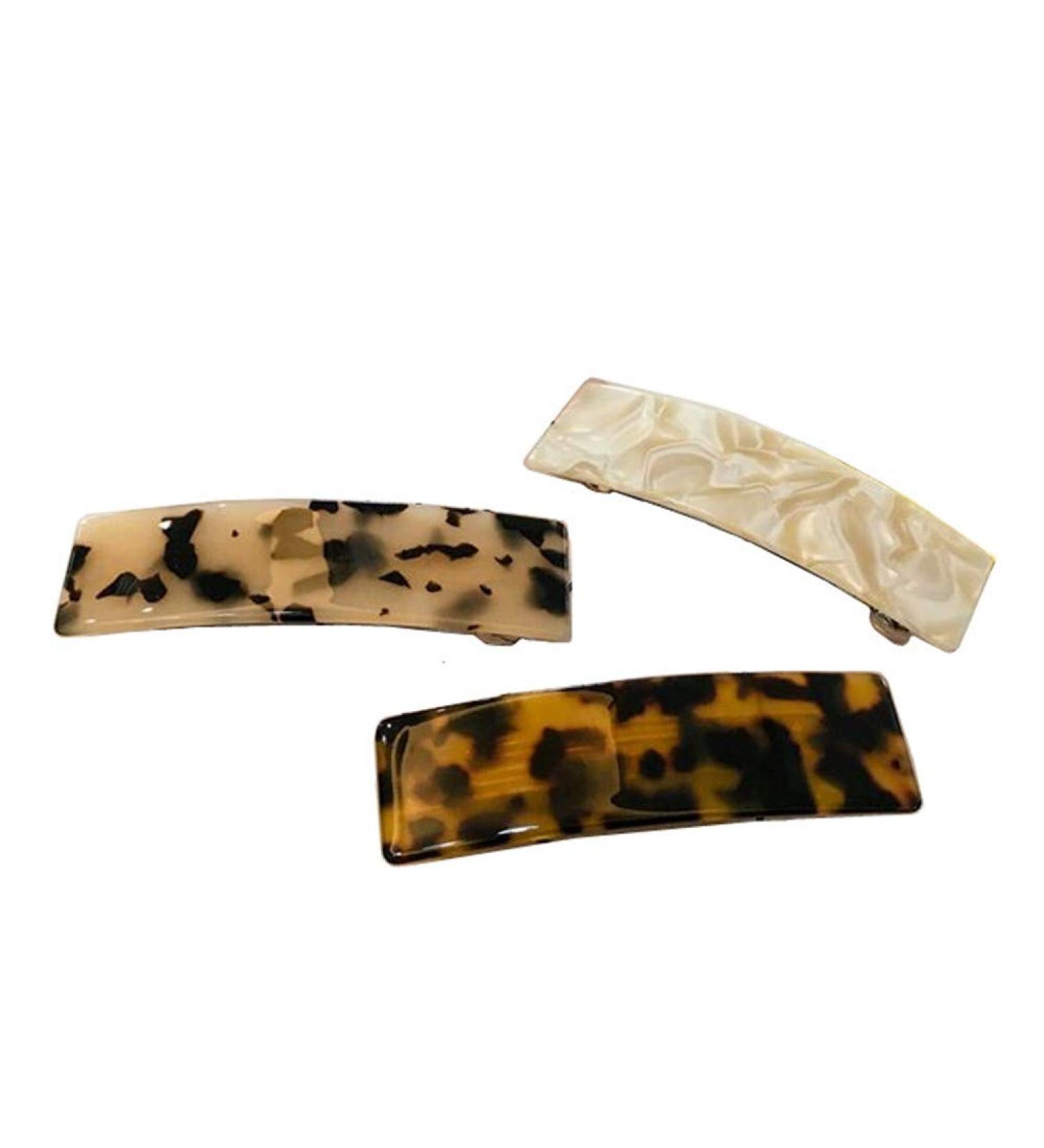Tortoise Shell Cellulose Acetate Hair Barrettes - French Design 3 Pack - Buy Online on GoSupps.com