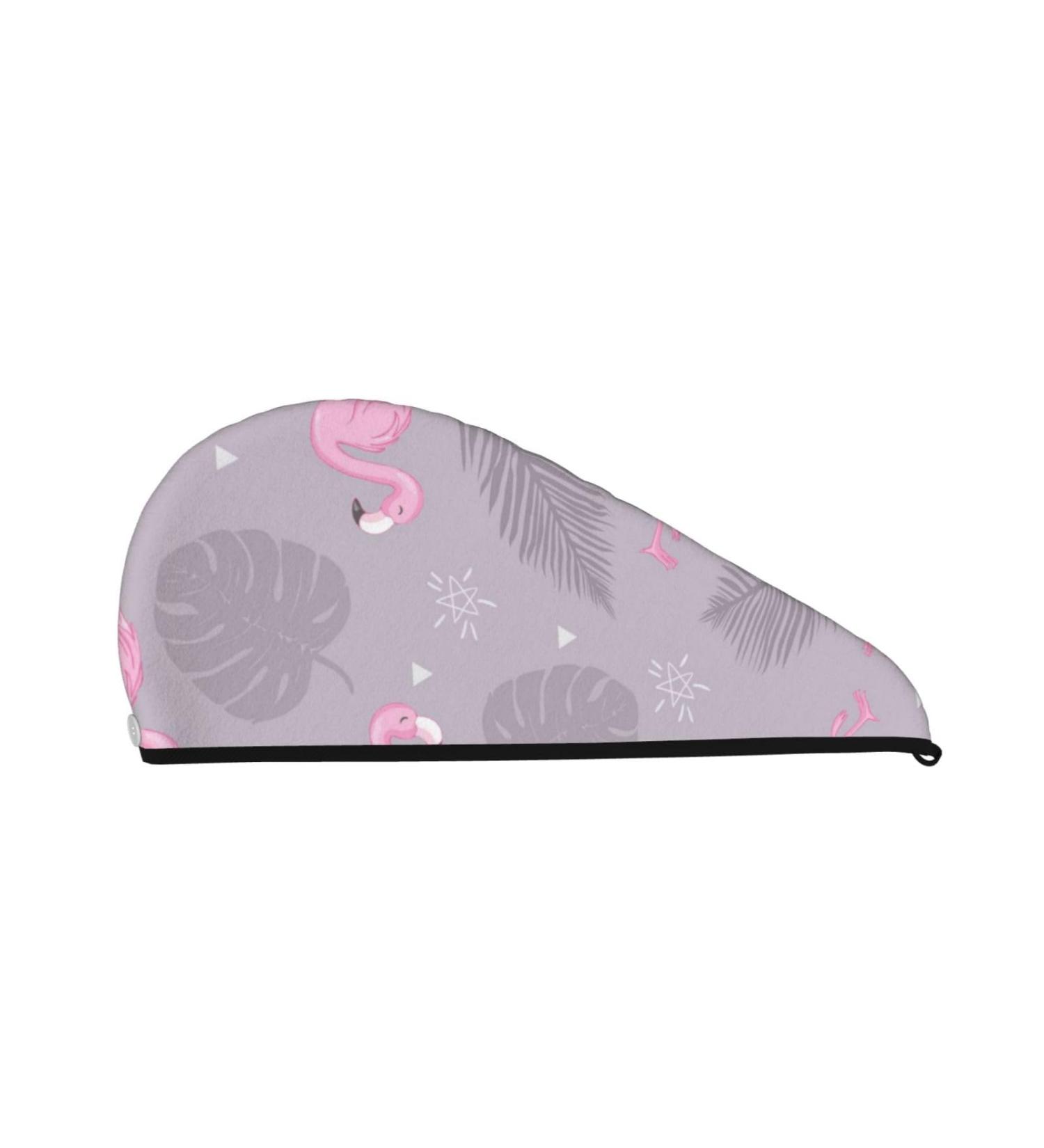 Hair Towel Wrap - Quick Drying Towel Turban with Button | Pink Flamingo Hair Dryer - Buy Online on GoSupps.com
