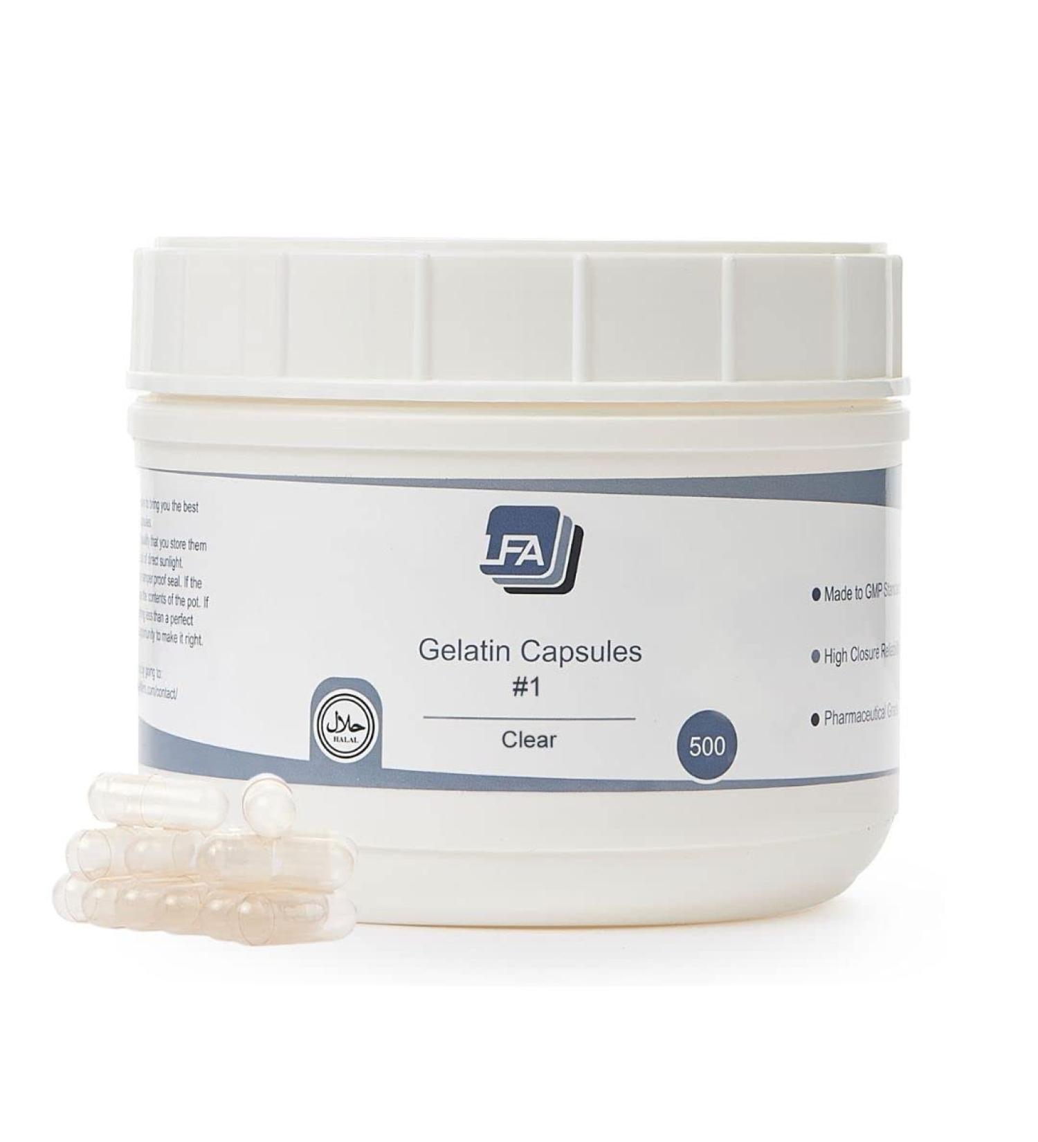 Buy Size 1 Clear Gelatin Capsules - 500 Count - Halal Empty Pill Capsules for DIY Supplements - Easy Snap for Capsule Filling - Buy Online on GoSupps.com