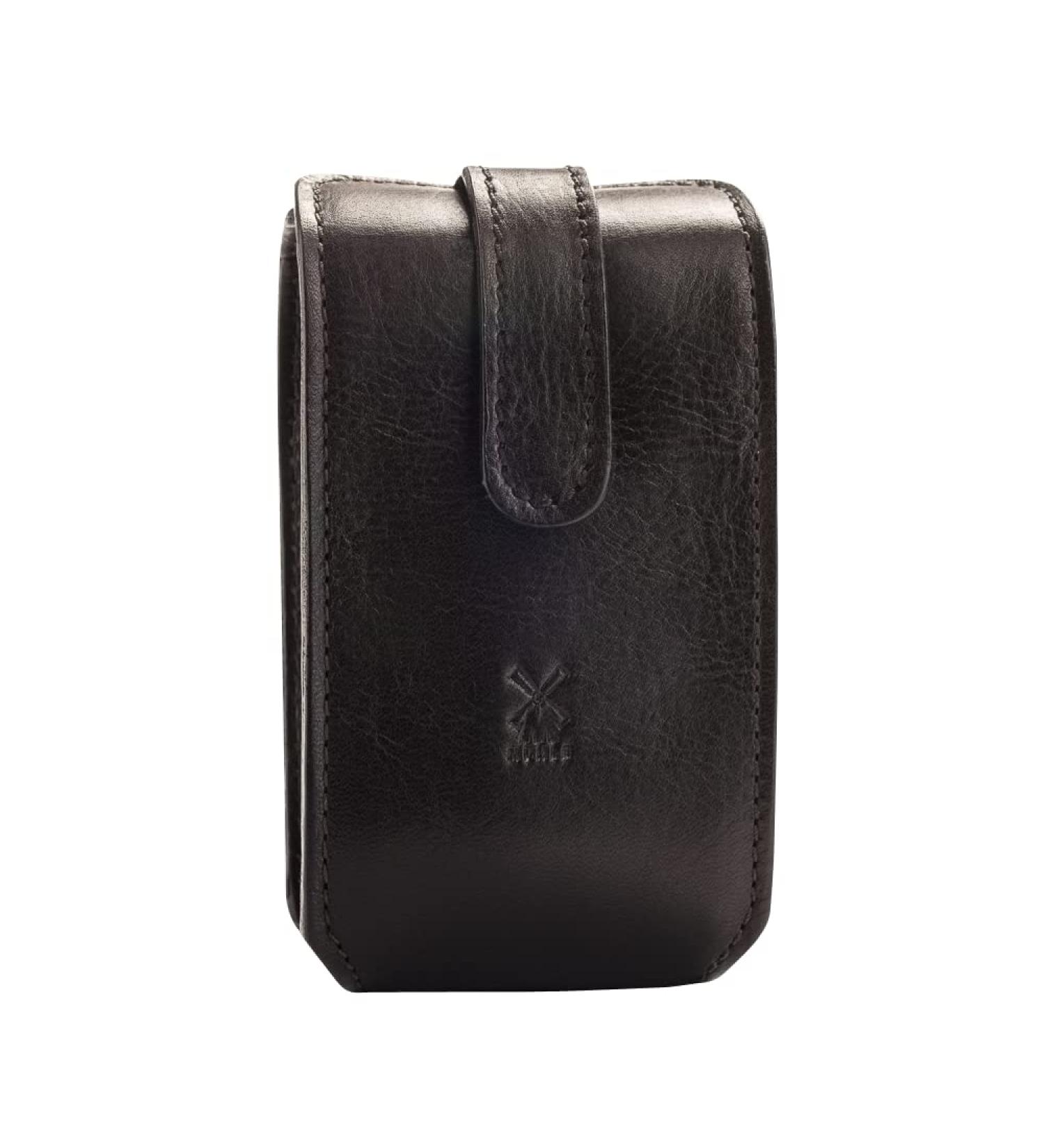 M HLE travel case for safety razor and shaving brush made of Florentine leather - black without contents