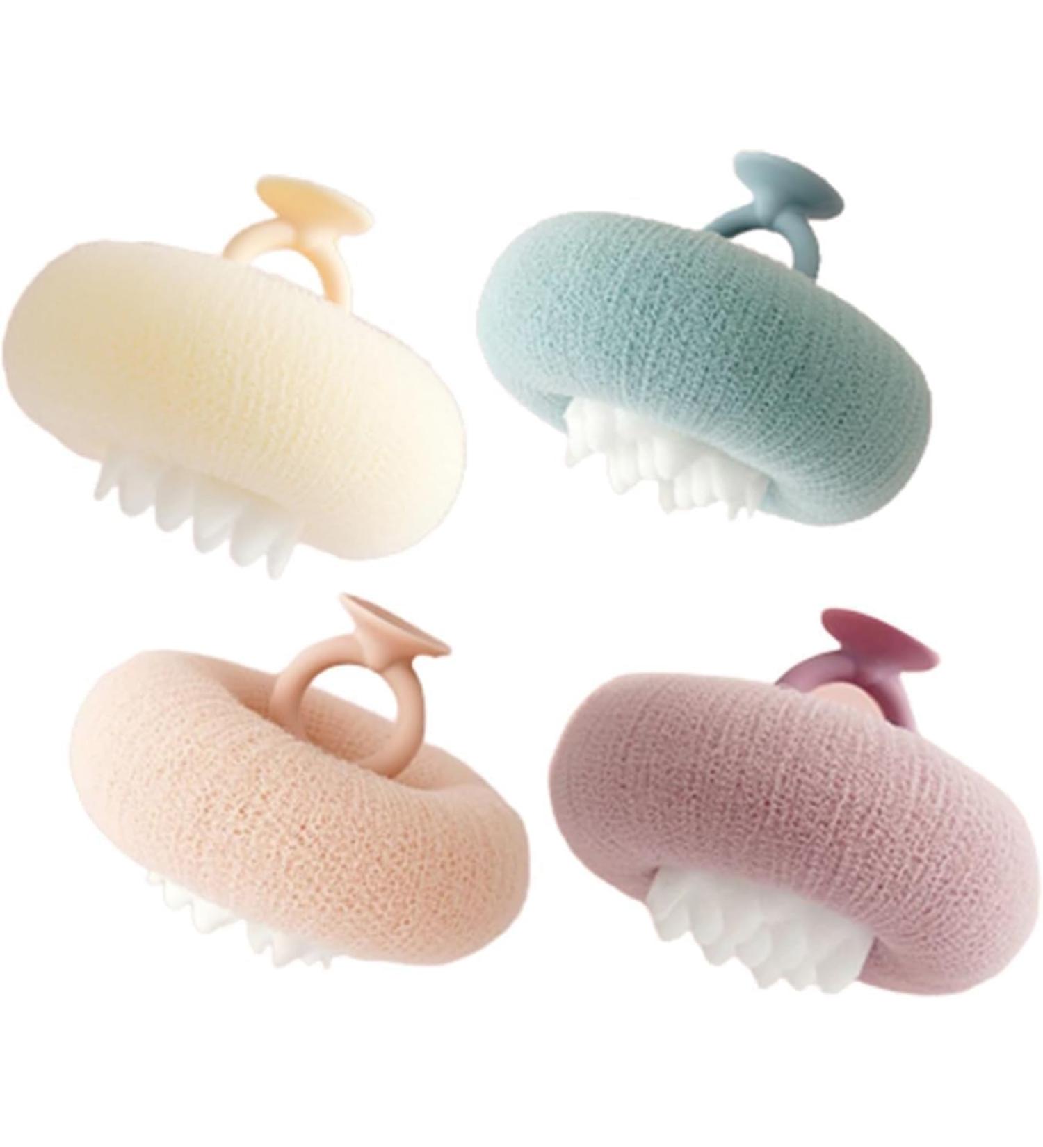 Super Soft Sunflower Suction Cup Bath Ball - Exfoliating Loofah Sponge for Men & Women - 4 Pack | Best Shower Cleaning Brush - Buy Online on GoSupps.com