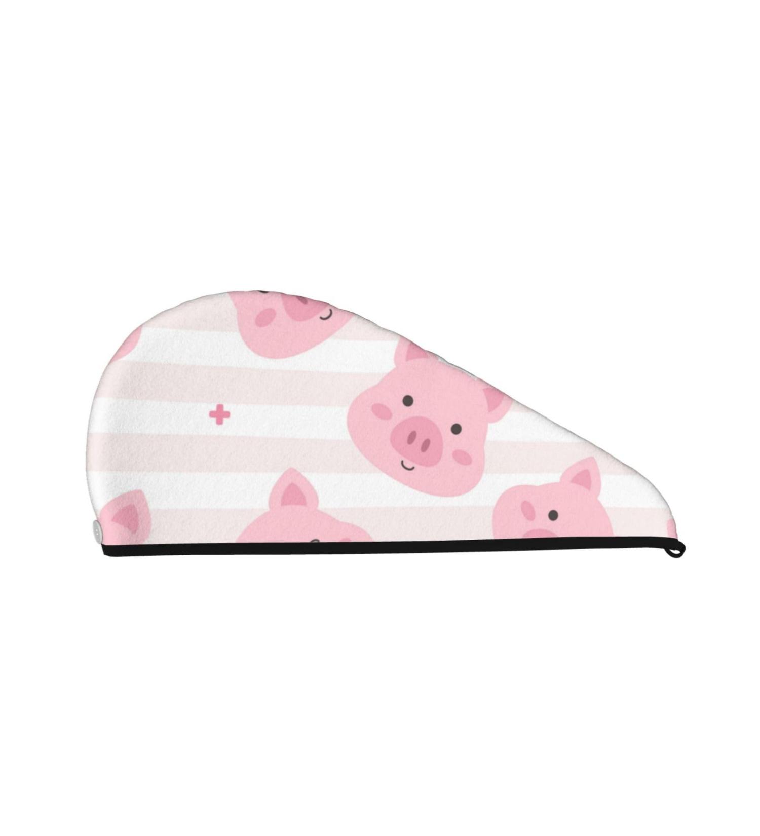 Microfiber Hair Drying Cap - Cartoon Pig Design Soft & Absorbent Quick Dry Towel for Curly Long & Thick Hair - Buy Online on GoSupps.com