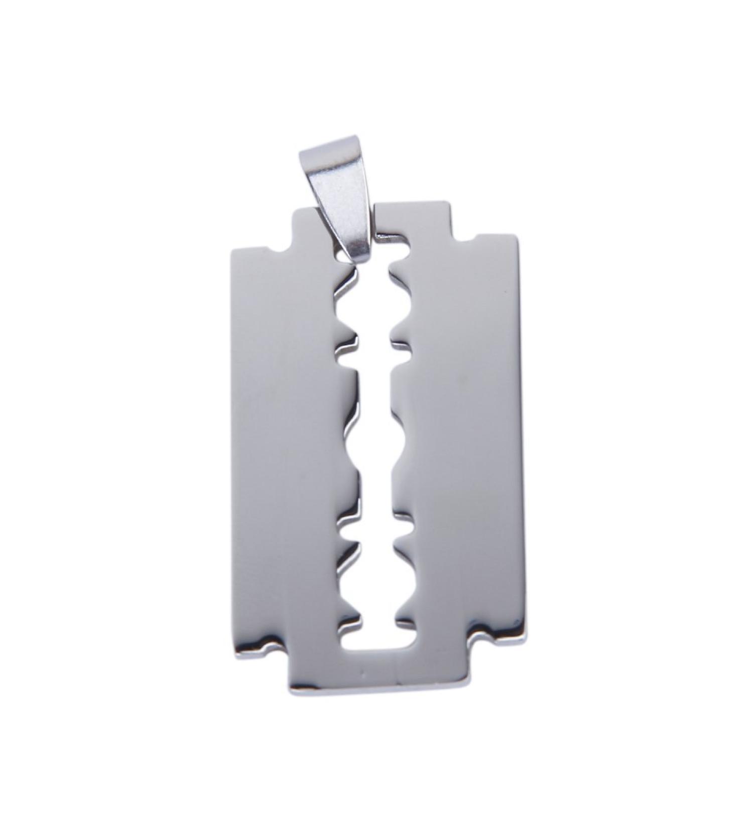 Stuurvnee Men's Razor Blade Pendant - Silver 3.8x2.3cm | Unique Men's Jewelry | International Shipping - Buy Online on GoSupps.com