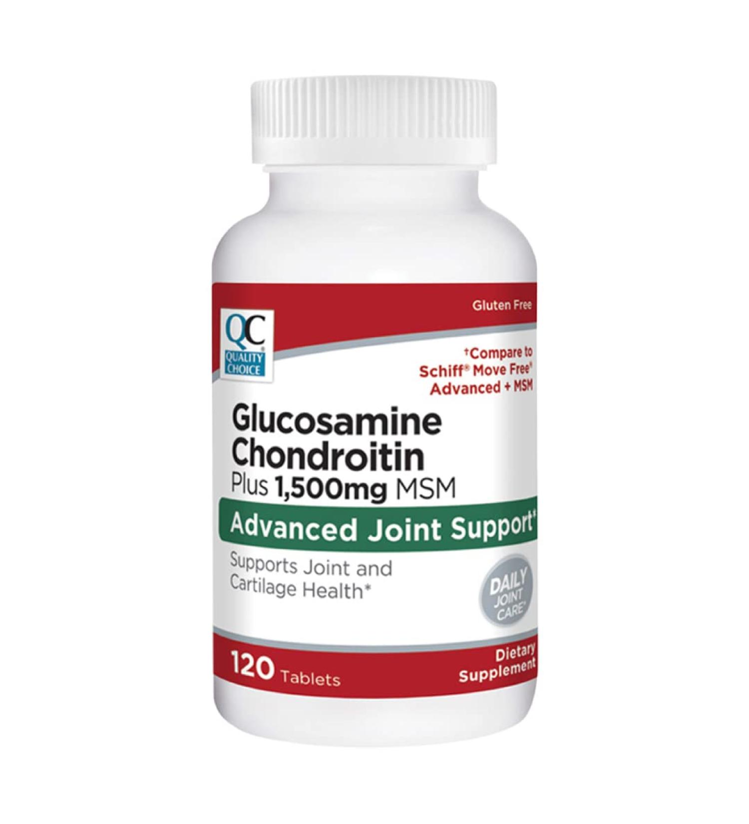 Quality Choice Glucosamine 1500 mg with Chondroitin and MSM Joint and Cartilage Health Dietary Supplement in 120 Tablet Bottles