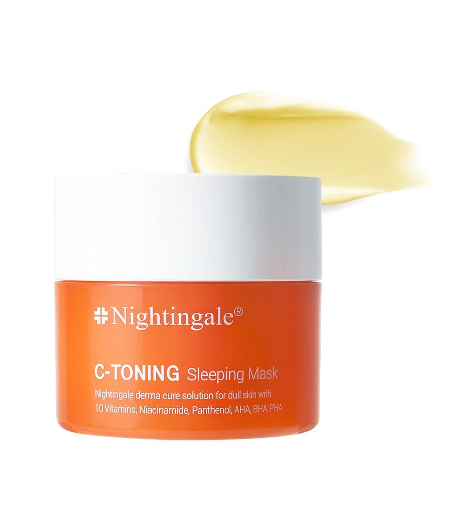 Nightingale C Toning Sleeping Mask | Overnight Face Mask with Vitamin C Niacinamide AHA BHA PHA & Hyaluronic Acid | Brightening & Moisturizing Korean Skin Care - Buy Online on GoSupps.com