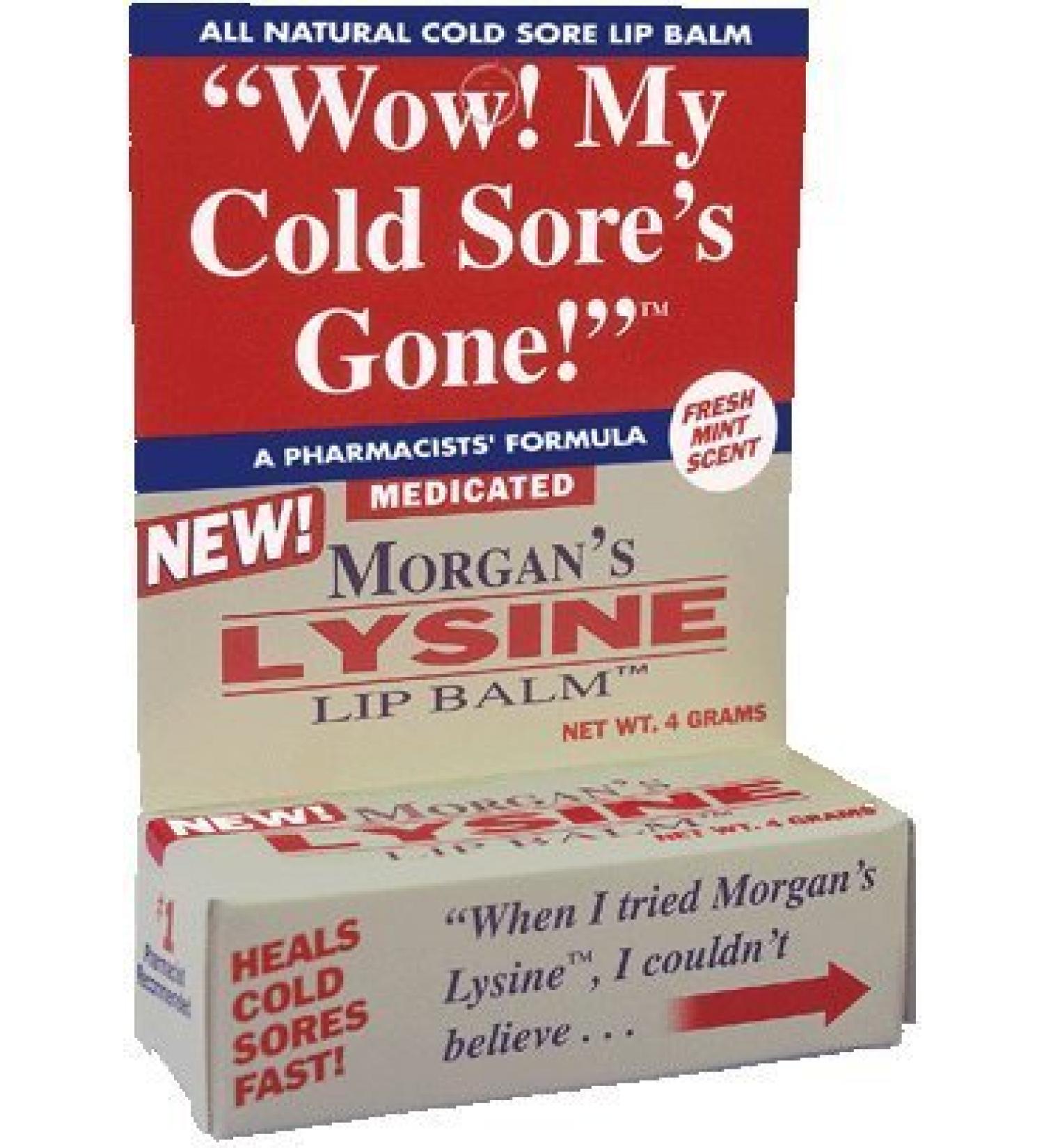 Morgans Lysine Lip Balm Medicated 0.14 OZ (PACK OF 3) Moisturizing Lip Care