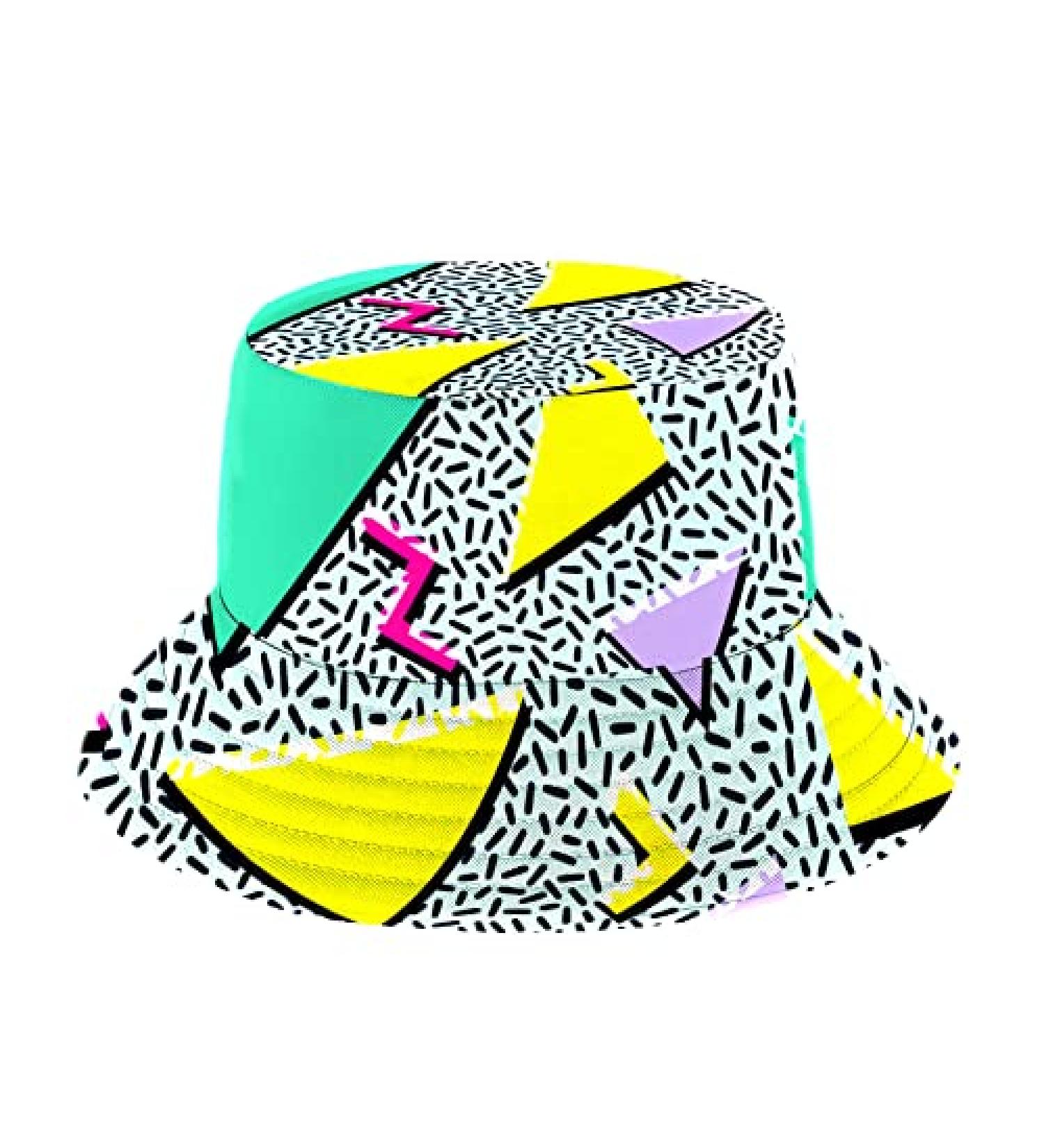 Retro 80s 90s Bucket Hat for Women and Men | Vintage Geometric Style Fisherman Cap - Buy Online on GoSupps.com