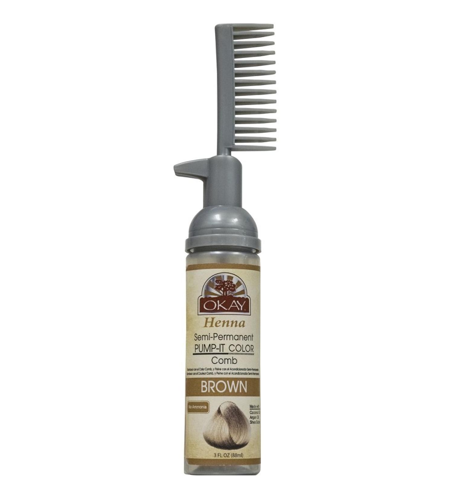 OKAY Henna Semi-Permanent Pump It Color Comb - Brown - 3 Oz | International Shipping Available - Buy Online on GoSupps.com