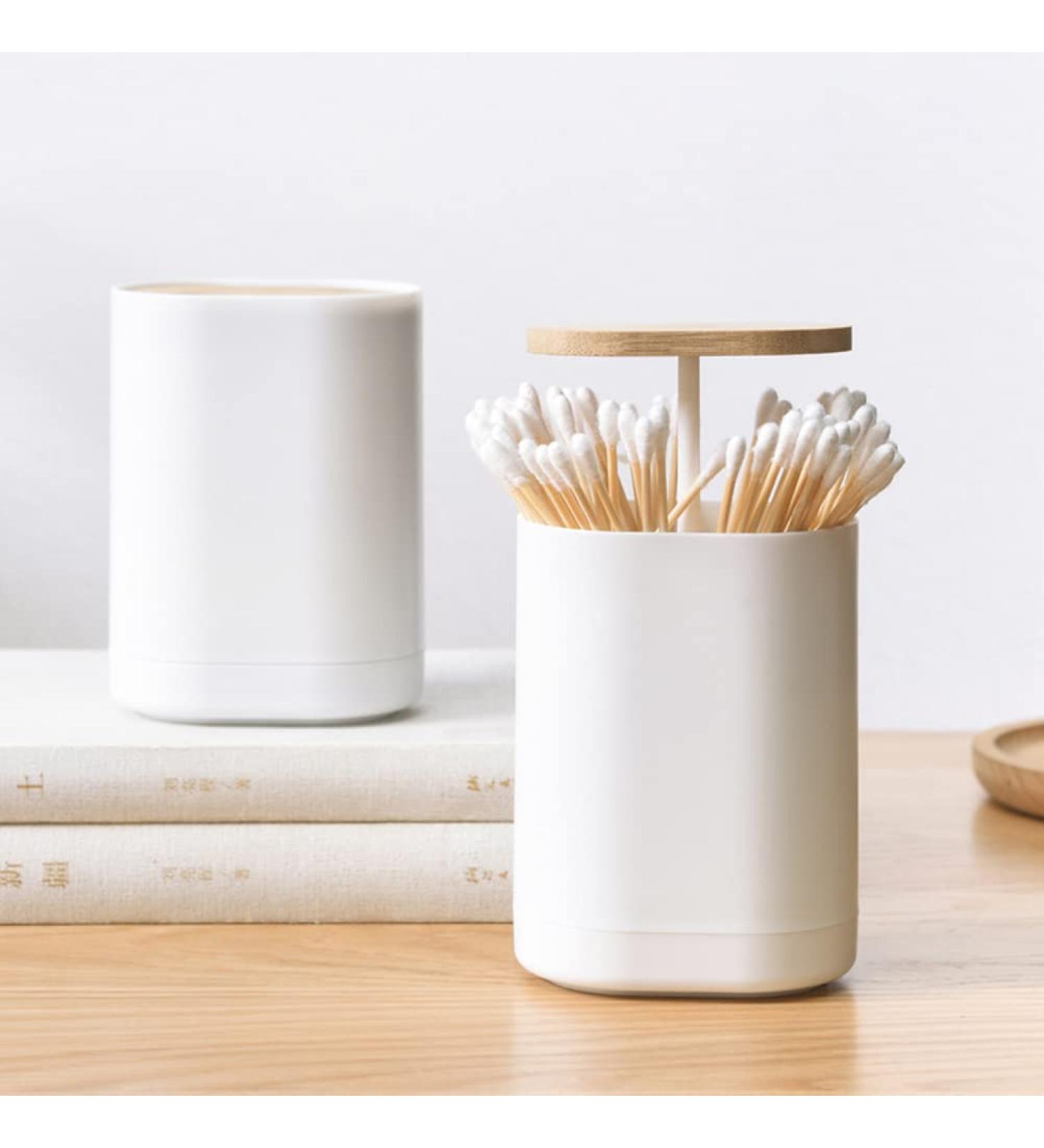 Tiantian Automatic Pop-Up Toothpick Holder & Cotton Swab Organizer - 2 Piece Insertable 4 Grilles Storage Box for Toothpicks & Dental Floss - Buy Online on GoSupps.com