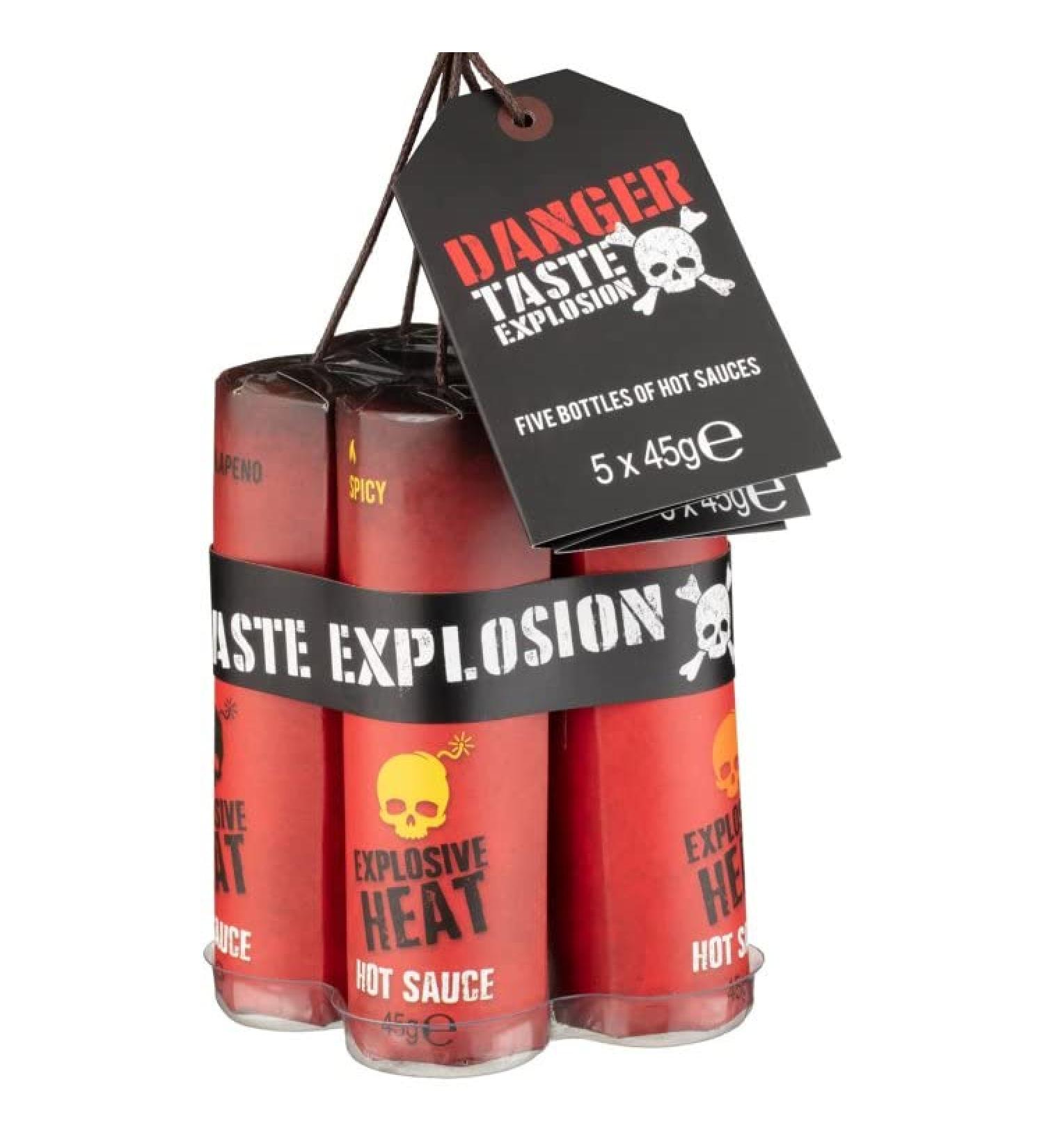 Hot Chilli Sauce Gift Set - Dynamite Hot Sauce 5 Pack with a Thank You Sticker - Hot Chilli Bomb Sauce - Buy Online on GoSupps.com