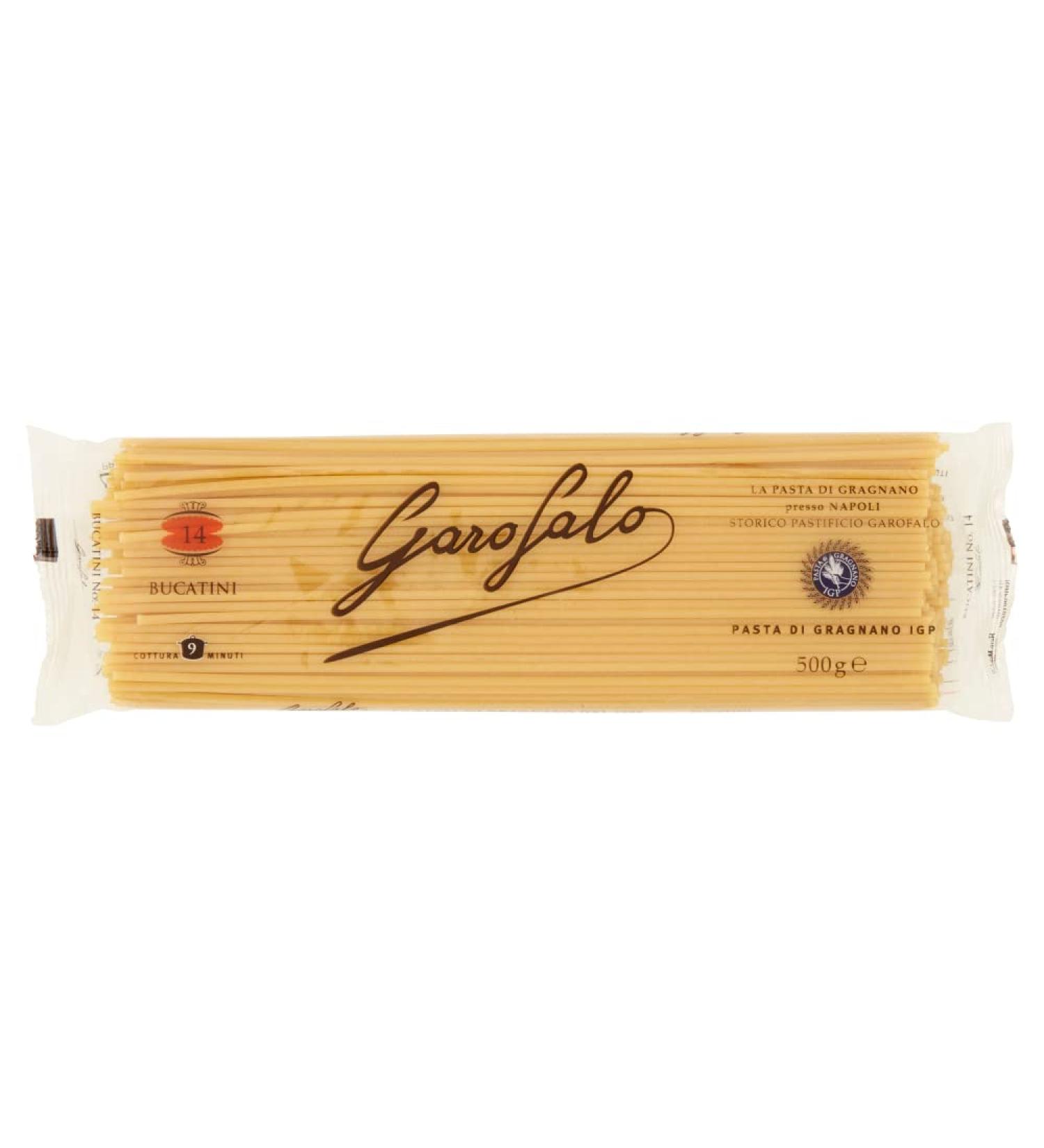 Italian Gourmet E.R. Garofalo Bucatini No. 14 Pack of 10 x 500g Neapolitan durum wheat semolina pasta (IGP) + 400g Italian Gourmet Polpa - Buy Online on GoSupps.com