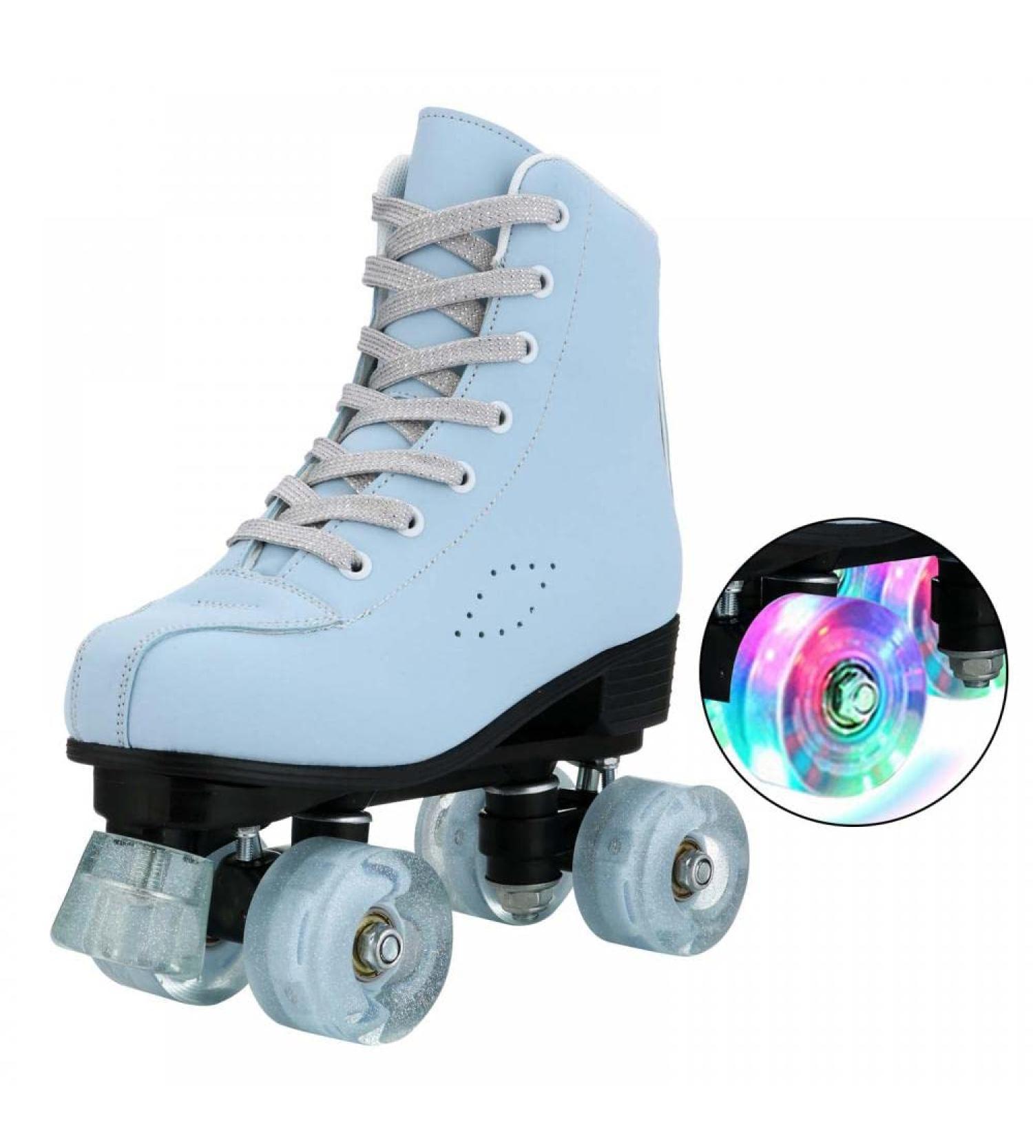 XUDREZ SkyBlue Frosted High-top Roller Skates for Women/Girls US 8 - Beginner Classic Double-Row Design for Indoor/Outdoor Use - Buy Online on GoSupps.com