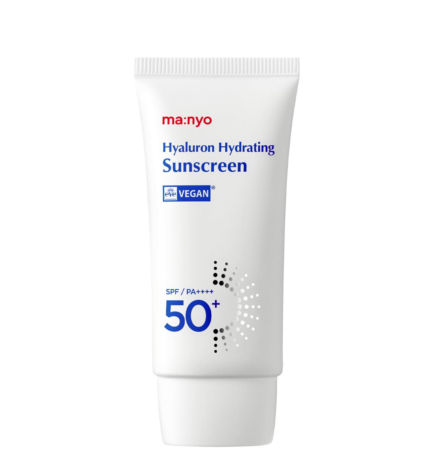 ma:nyo Hyaluron Hydrating Sunscreen 50ml (1.69 fl oz) SPF 50+ Lightweight Vegan Wide Spectrum UV Protection (Sunscreen (50ml)) - Buy Online on GoSupps.com