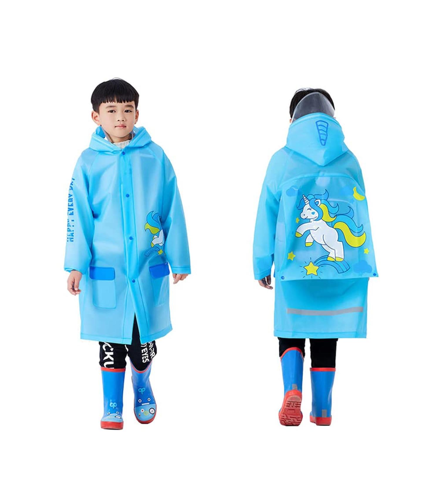 QTECLOR Kids Raincoat Jacket | Age 6-13 Years | Cartoon Poncho with School Bag Cover | Outdoor Camp Cycle - Buy Online on GoSupps.com