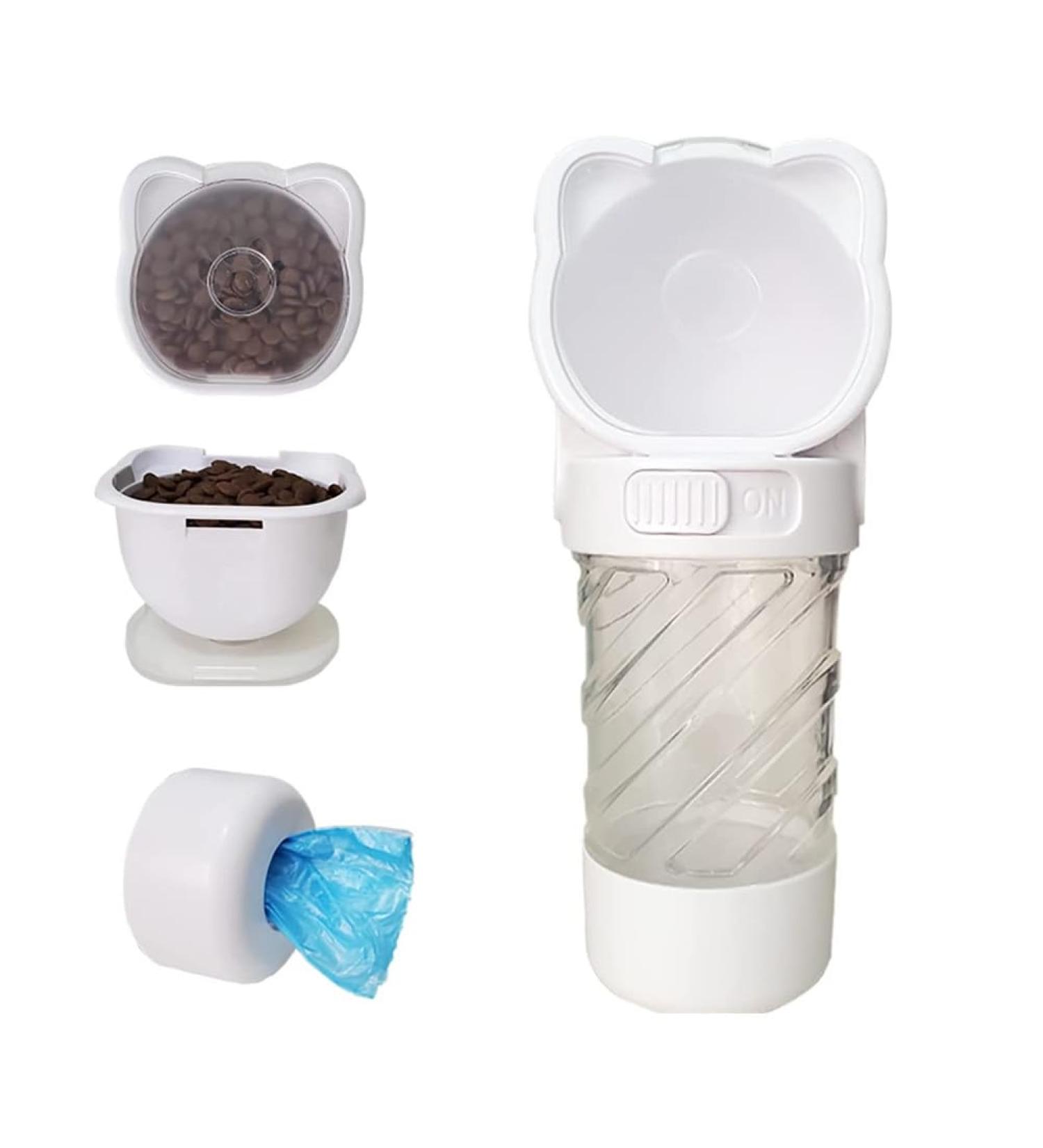 PetSoign 3-in-1 Travel Pet Water Bottle Food Container & Waste Bag Holder - Perfect for On-the-Go Pet Owners - Buy Online on GoSupps.com