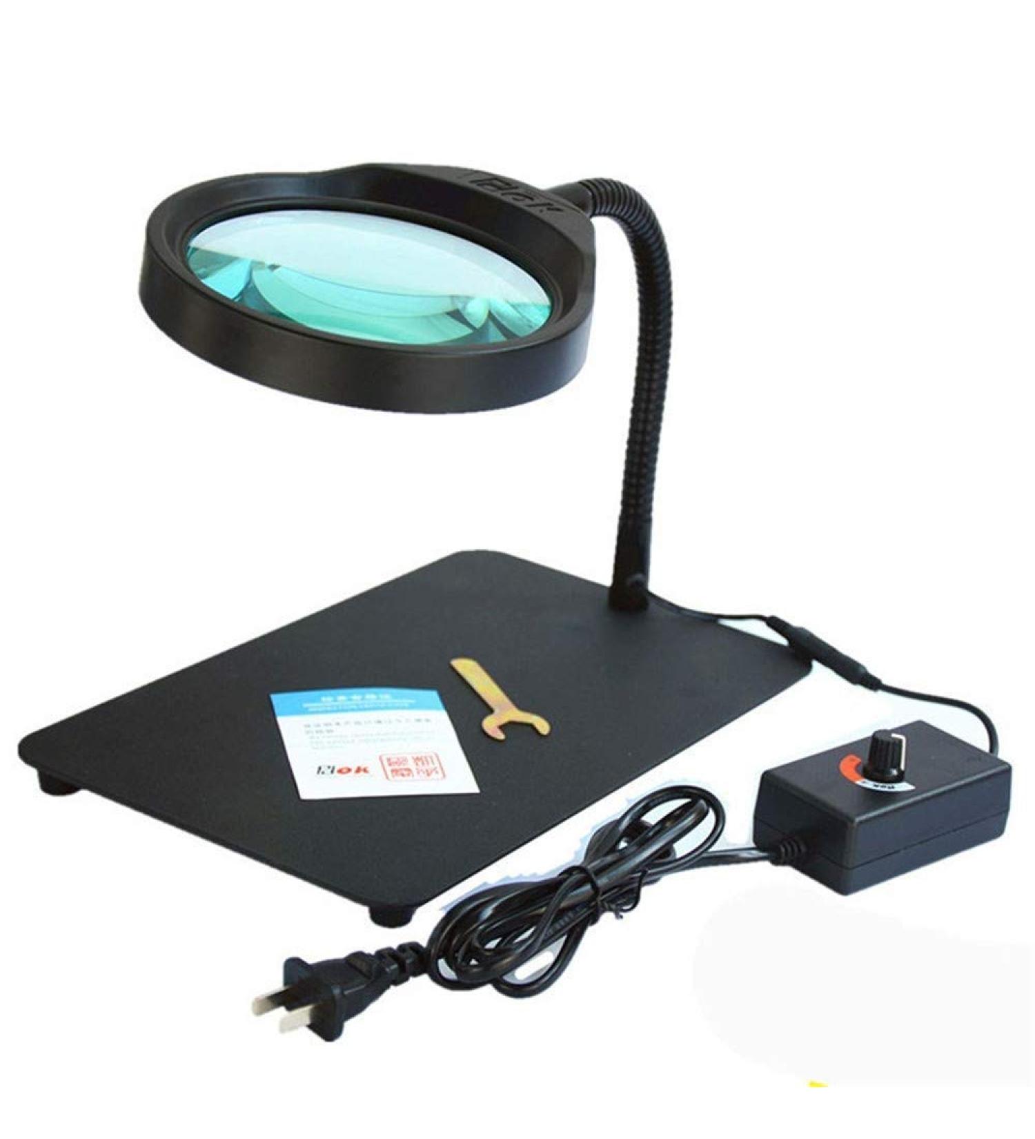 Glass HD Illuminated Glass Desktop Magnifier Repair Detection Adjustable Brightness LED Light Loupe 10x Black Tool Magnifier for Reading Made in China - Buy Online on GoSupps.com
