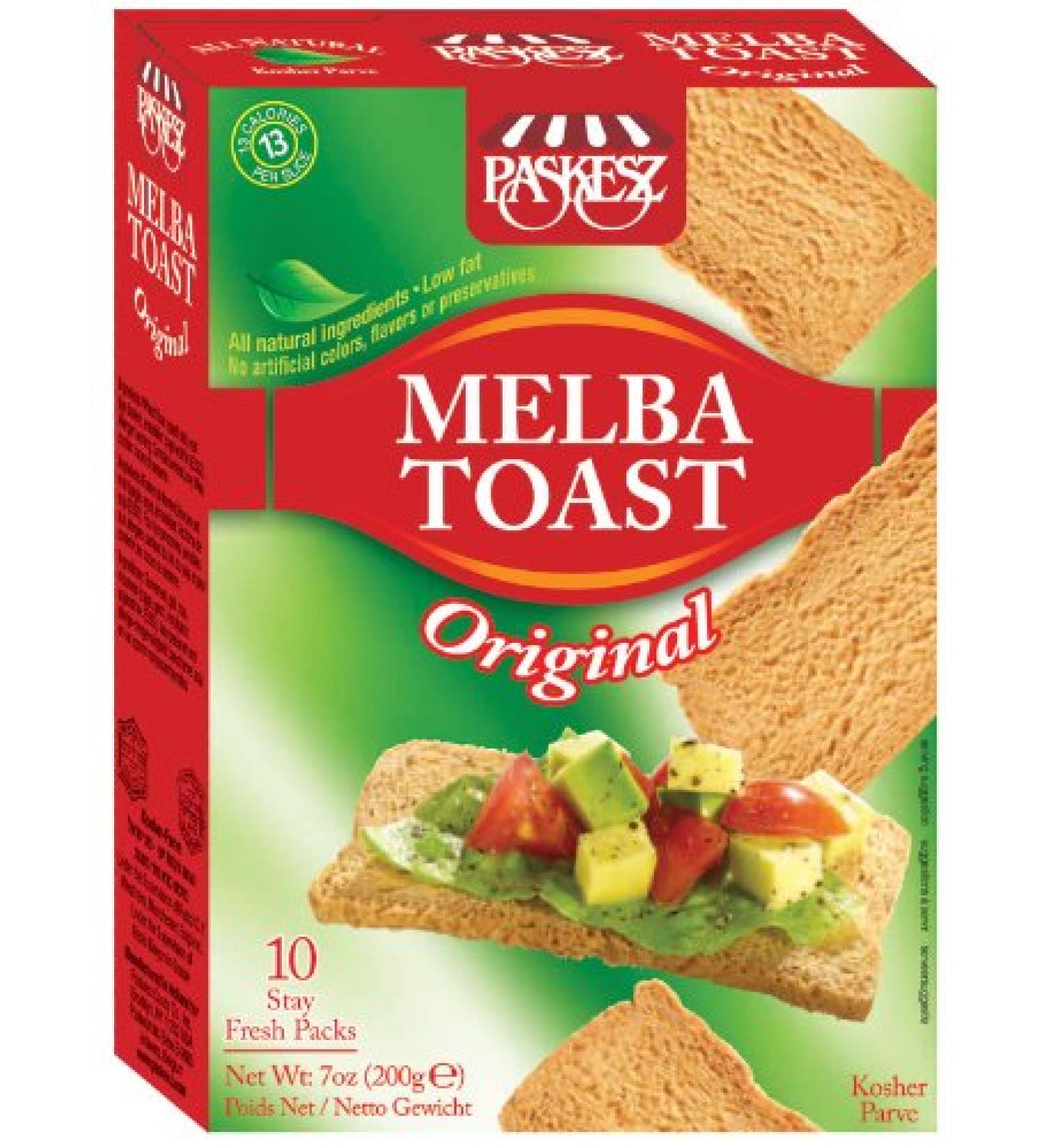Paskesz Melba Toast, Melba Toast Original, 7-Ounce Package (Pack of 7)