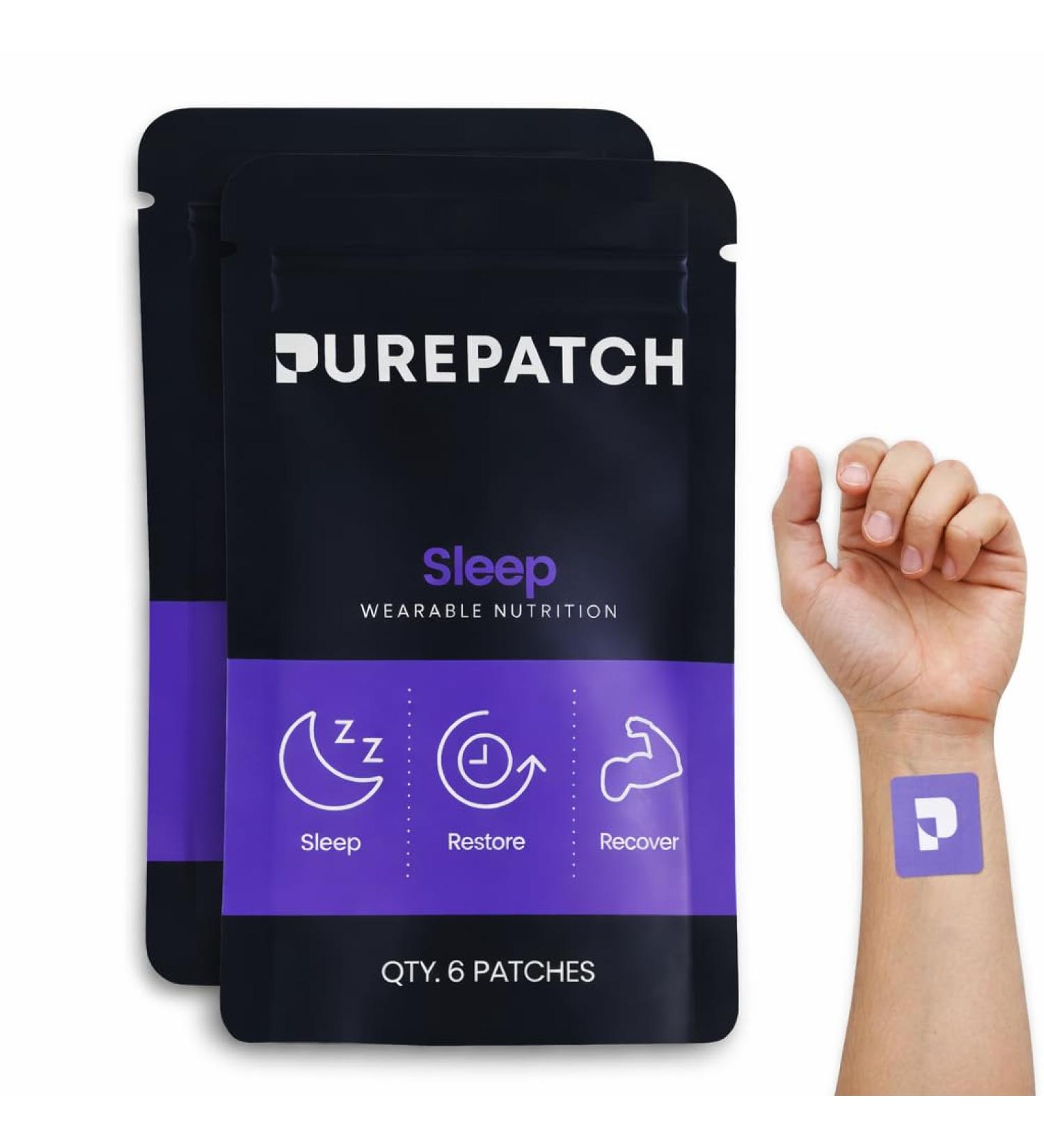 Pure Patch Sleep Patch Plant-Based Vegan Topical Patch Magnesium Glycinate GABA L-Theanine Apigenin Non-Ingestible Water-Resistant Gentle on Skin Gluten Free Made in USA 12Patches 12 Patches - Buy Online on GoSupps.com