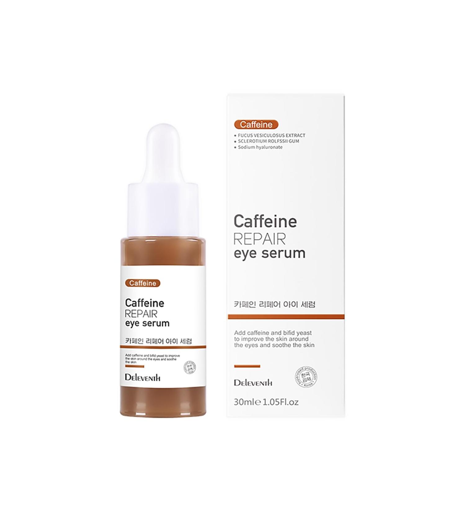 DEleventh Korean Brand Caffeine Repair Eye Serum 30ml / with Vitamin E Anti-Oxidation Fade Fine Lines Reduce Puffiness and Dark Circles Firm and Hydrate Delicate Eye Area - Buy Online on GoSupps.com