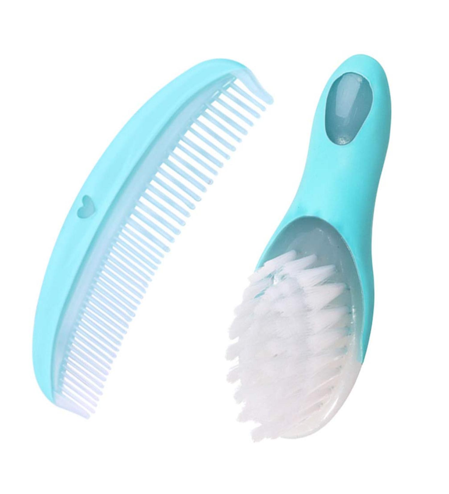 Healifty Newborn Hair Brush Set - Soft Baby Brush and Comb for Infant - Blue - Buy Online on GoSupps.com