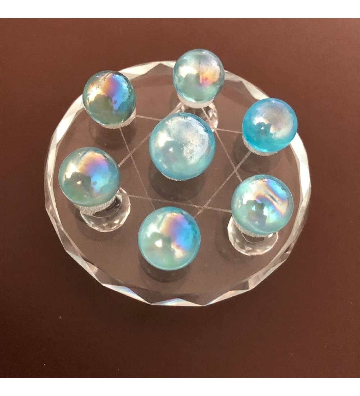7pcs Blue Plated Stone Ball Set Pieces of Yellowstone Stone Broken Seven Star Array of Classical feng Shui Pendulum Beautiful Crystal - Buy Online on GoSupps.com