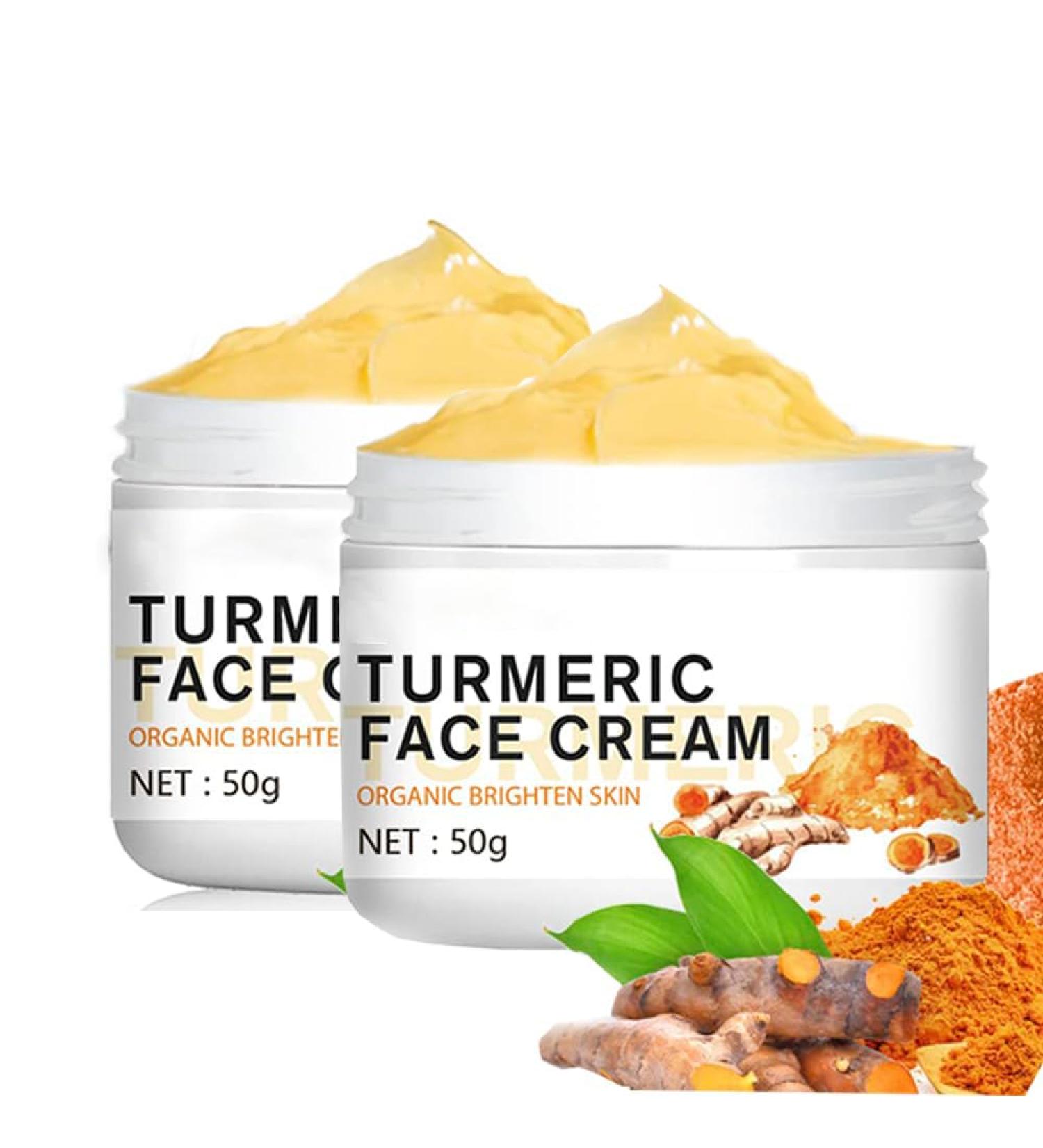LINEDSON 2PCS Turmeric Face Cream for Face Anti-Aging Cream Face Moisturizer Cream with Organic Ingredients Skin Moisturizing Repair Cream for Dull Dry Skin - Buy Online on GoSupps.com