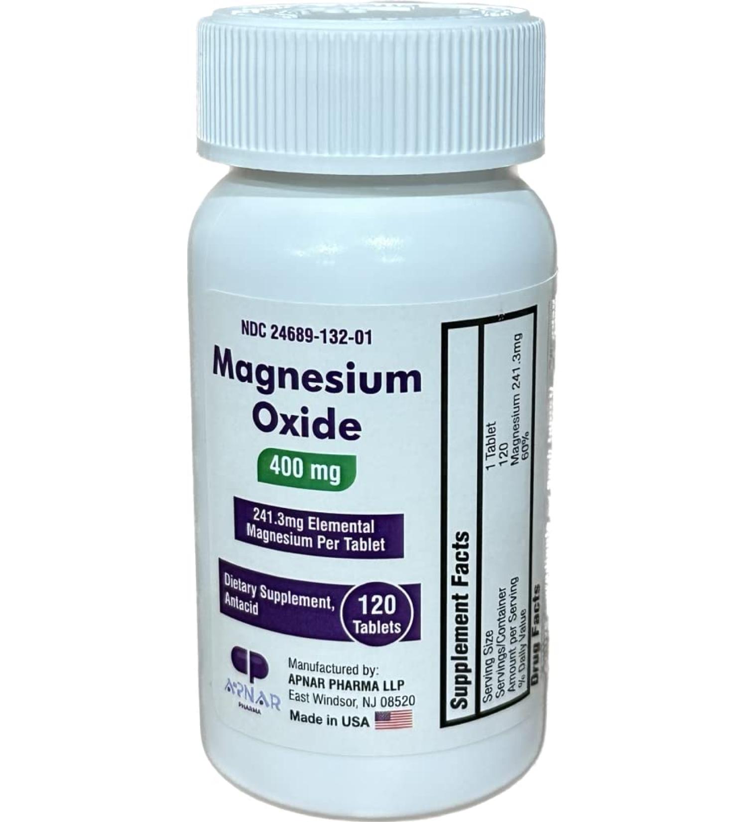 Magnesium Oxide 400mg Tablets - 120 Count - Dietary Supplement Antacid - Buy Online on GoSupps.com