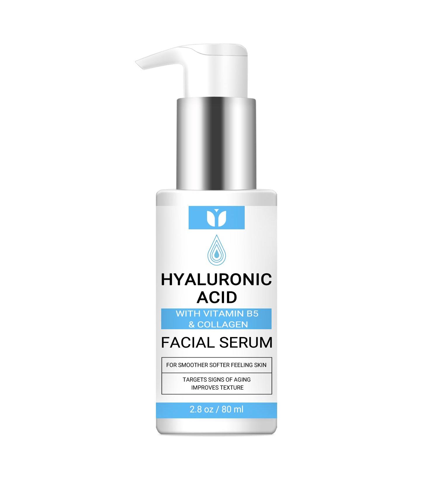 Hyaluronic Acid Serum for Face with Collagen & Vitamin B5 Hydrating Plumping Anti-Aging for Wrinkles & Fine Lines Locks in Moisture for All Skin Types Hylunaric Acid Face Serum 2.8 oz - Buy Online on GoSupps.com