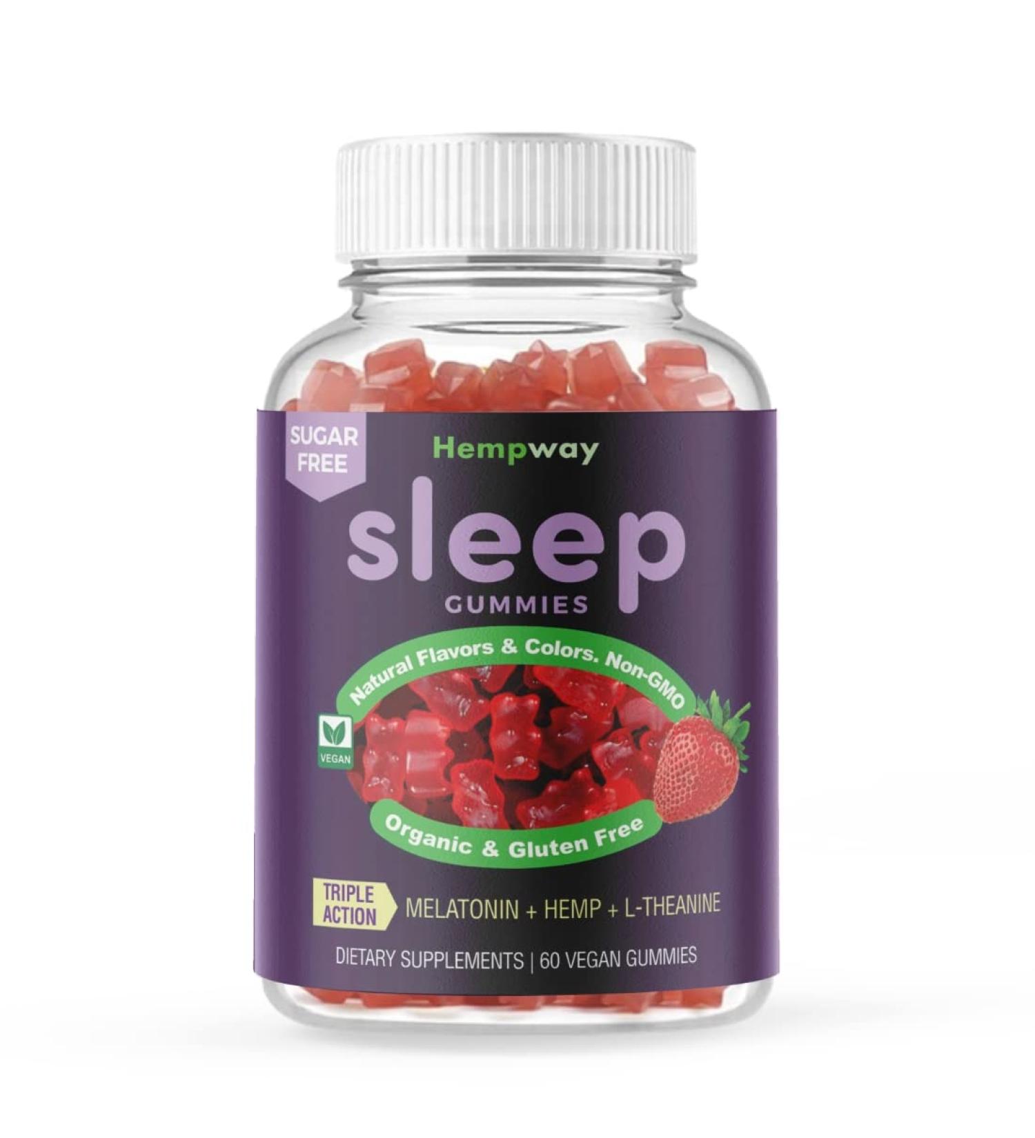 Hemp Sleep Gummies Triple Action - Sugar Free Strawberry Vegan 60 ct (Pack of 1) - Buy Online on GoSupps.com