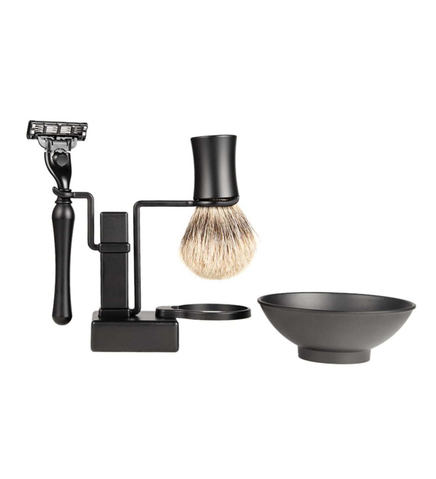 Minkissy Men's Shaving Set - Razor Shell Cup Brush Holder & Stand with Bowl - Premium Shaving Kit for Stylish Grooming - Buy Online on GoSupps.com