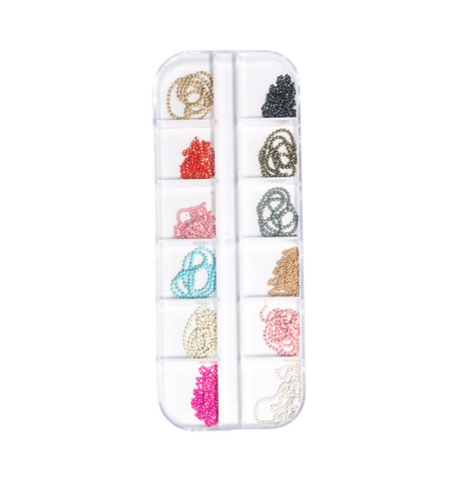 Nail Art Chain Nail Art Metal Rivet Chains Mixed Design DIY Nail Decoration Accessories 12 Grids for Women Style2 - Buy Online on GoSupps.com
