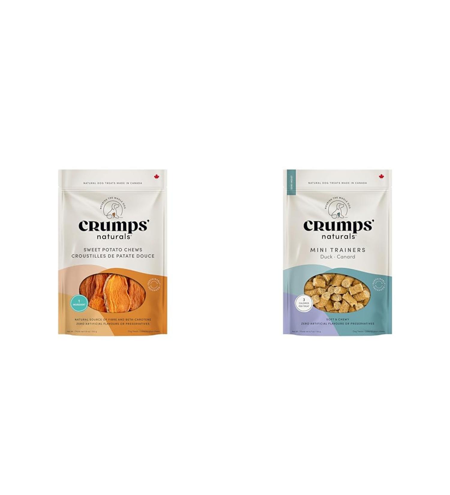 Crumps' Naturals Sweet Potato Chews 11.6oz / 330g Brown (SP-330) & Mini Trainers Duck (semi-Moist) 4.7oz - Buy Online on GoSupps.com