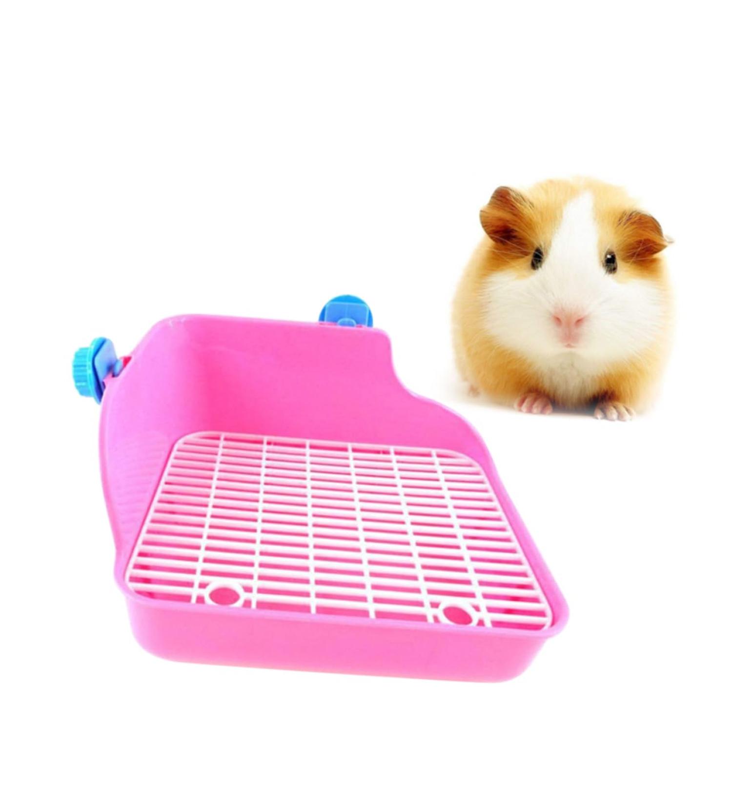 Angoily Toilet Pan Tray Rabbit Corner Toilet Guinea Pig Litter Pan Ferret Potty Trainer Square Big Rabbit medium Pink - Buy Online on GoSupps.com