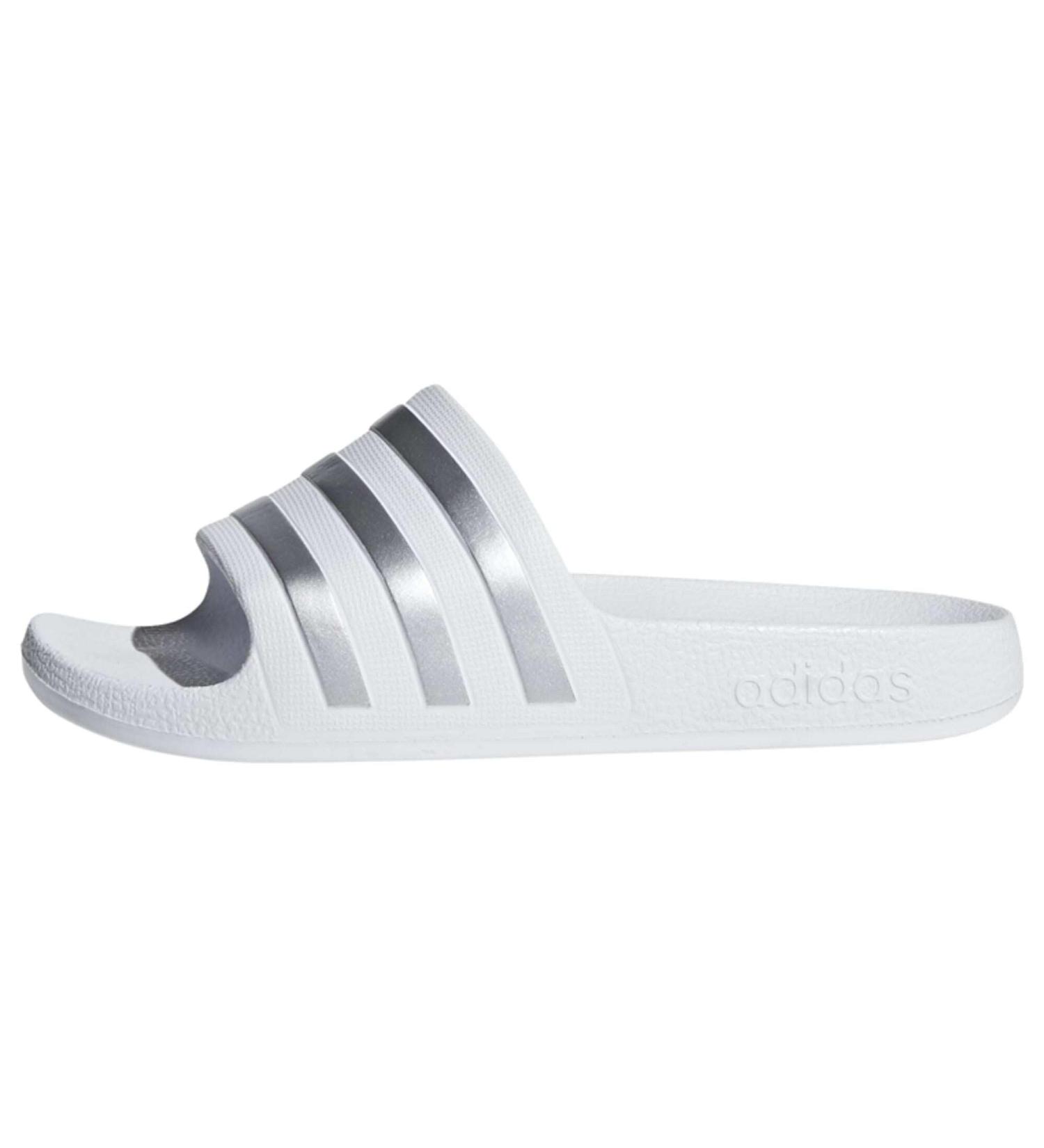 Buy Adidas Unisex Adilette Aqua Slipper 36 EU - Cloud White Silver Metallic | Best Shower & Bathing Shoes | International Shipping Available - Buy Online on GoSupps.com