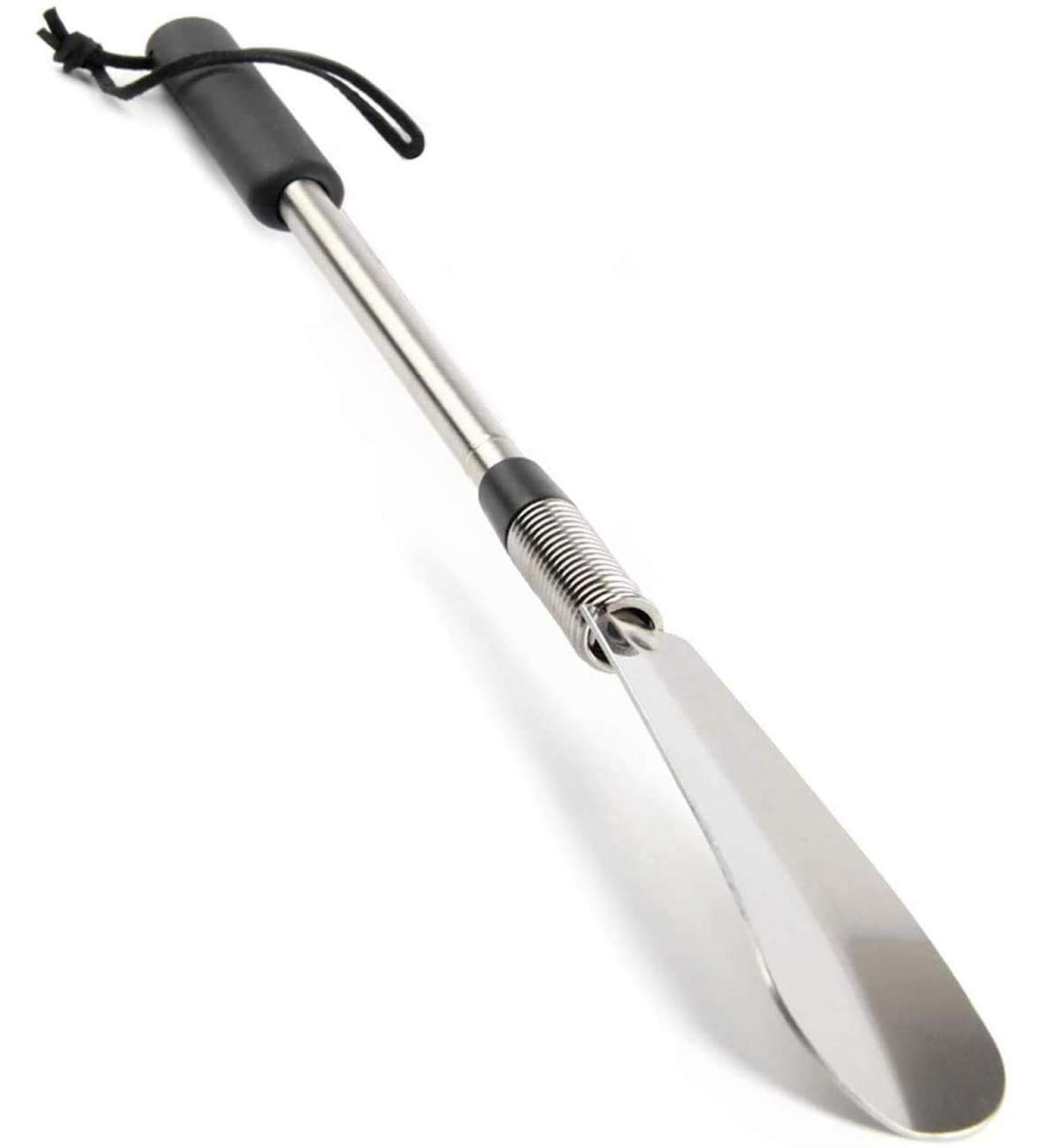 Adjustable Long Handled Shoe Lifter | Stainless Steel Telescopic Spring Shoehorn - Silver - Buy Online on GoSupps.com