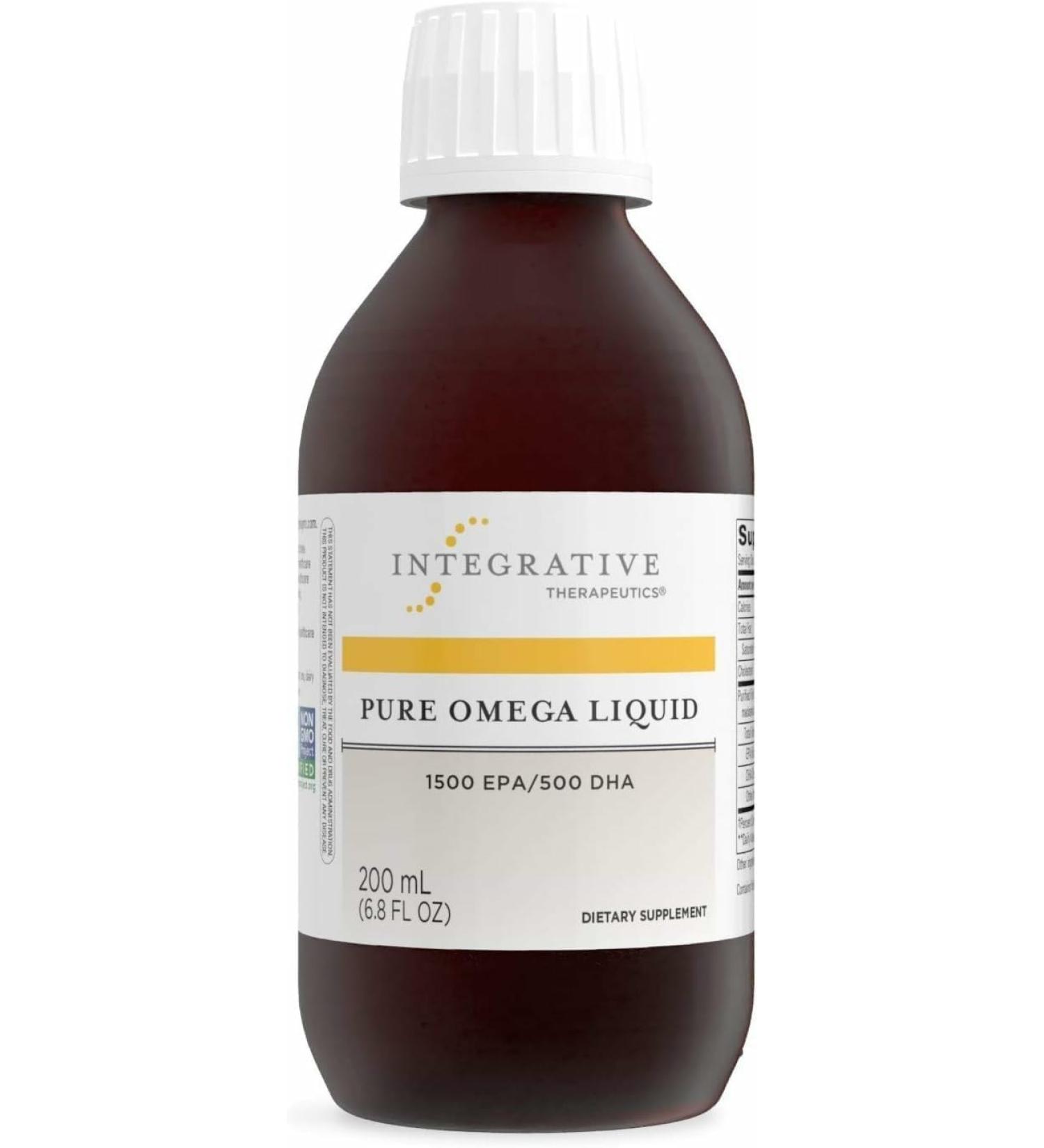 Integrative Therapeutics Pure Omega Liquid - Fish Oil Supplement for Nutritional Support - Supports Heart Health* - No Fishy Burps - Sustainably Sourced - Dairy-Free - Lemon 6.8 fl oz (40 Servings) - Buy Online on GoSupps.com
