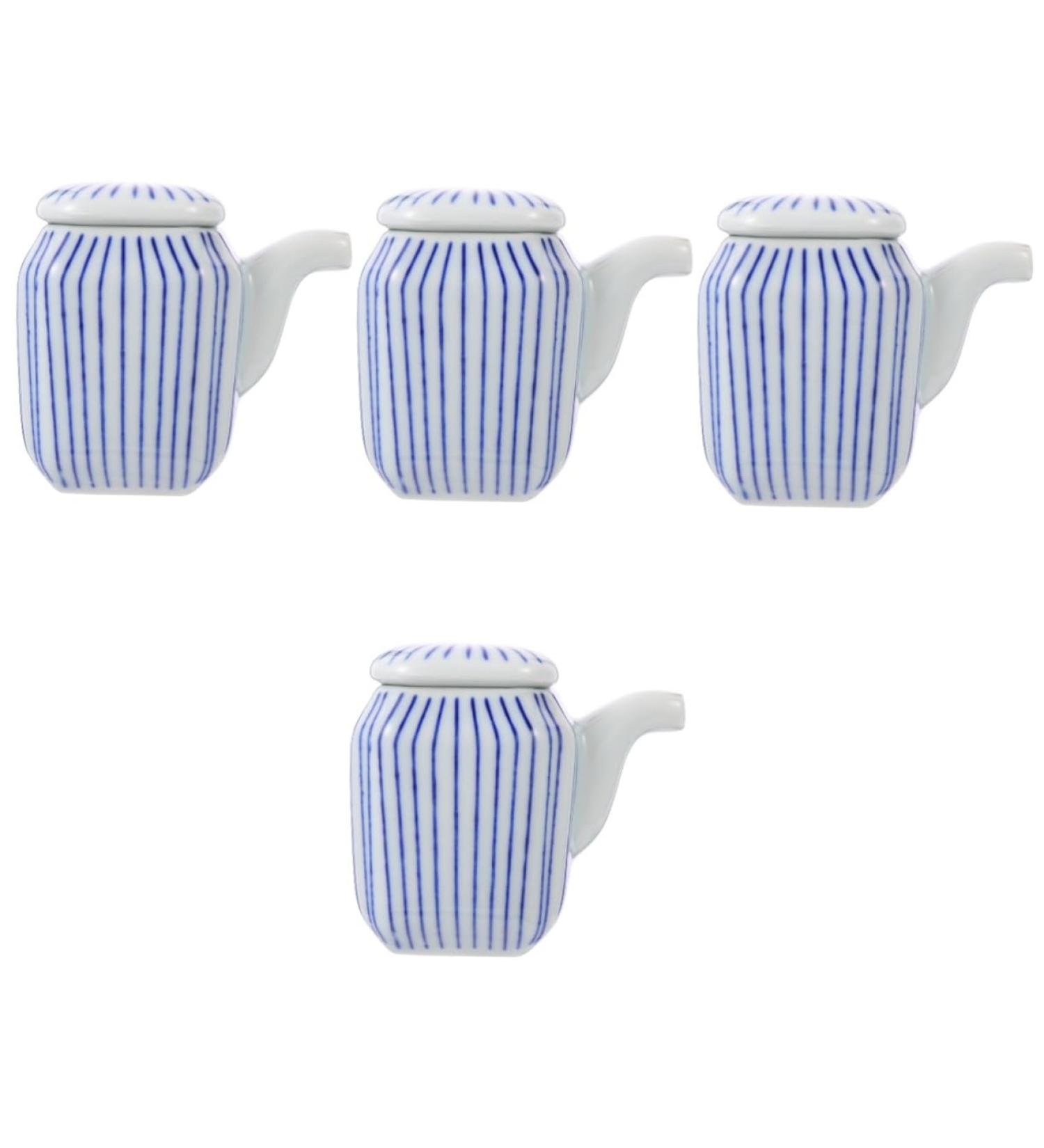 OUNONA 4pcs Ceramic Soy Sauce Pot Soy Sauce Canister Ceramic Oil Dispenser Vinegar Dispenser Bottle Ceramic Soy Pourer Ceramic Soy Sauce Bottle Churrera With Handle Seasoning Ceramics 8X7.5X5CMx4pcs Bluex4pcs - Buy Online on GoSupps.com