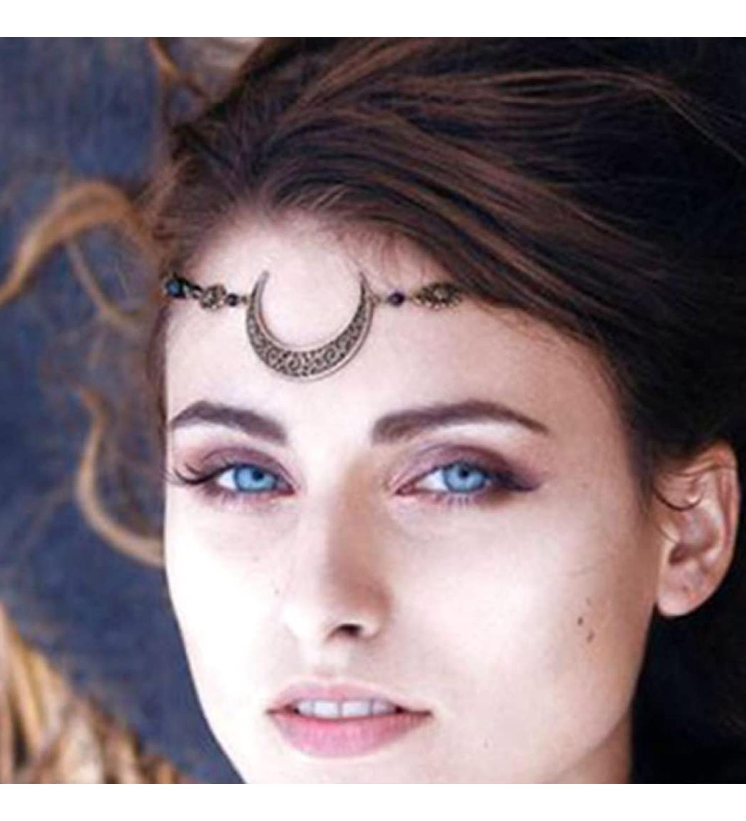 Runmi Boho Head Chain - Gold Bridal Headpiece & Black Pearl Headband | Festival Hair Accessories for Women & Girls - Buy Online on GoSupps.com