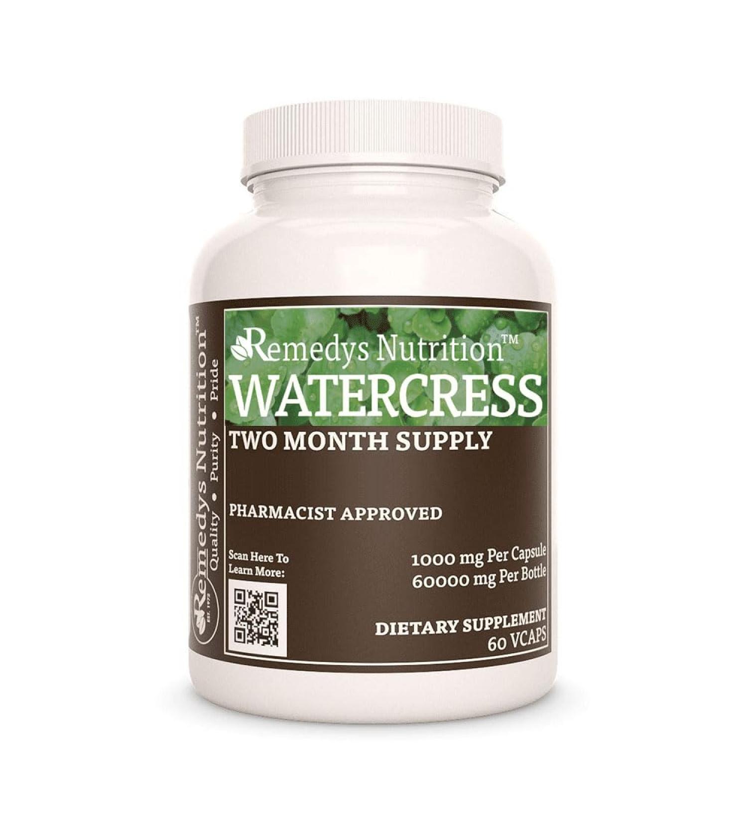 Remedy's nutrition Watercress | 1 000 mg 60 Vegan Capsules Herbal Dietary Supplement | Two Month Supply - Buy Online on GoSupps.com