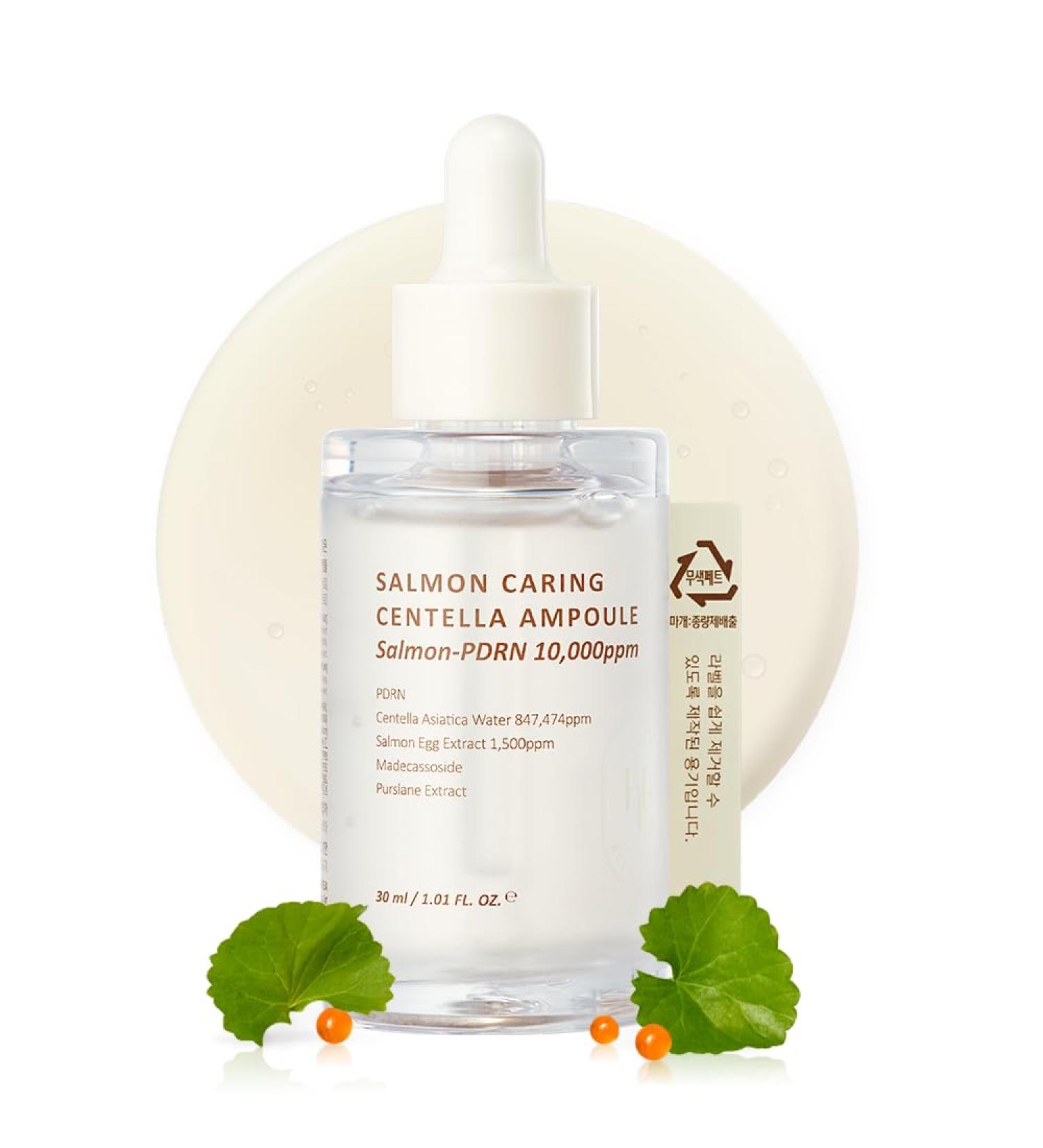 Salmon Caring Centella Ampoule - Salmon PDRN Salmon Egg Extract Centella Madecassoside Calming Soothing Restore and Rejuvenate Sensitive Skin Korean Skincare - Buy Online on GoSupps.com
