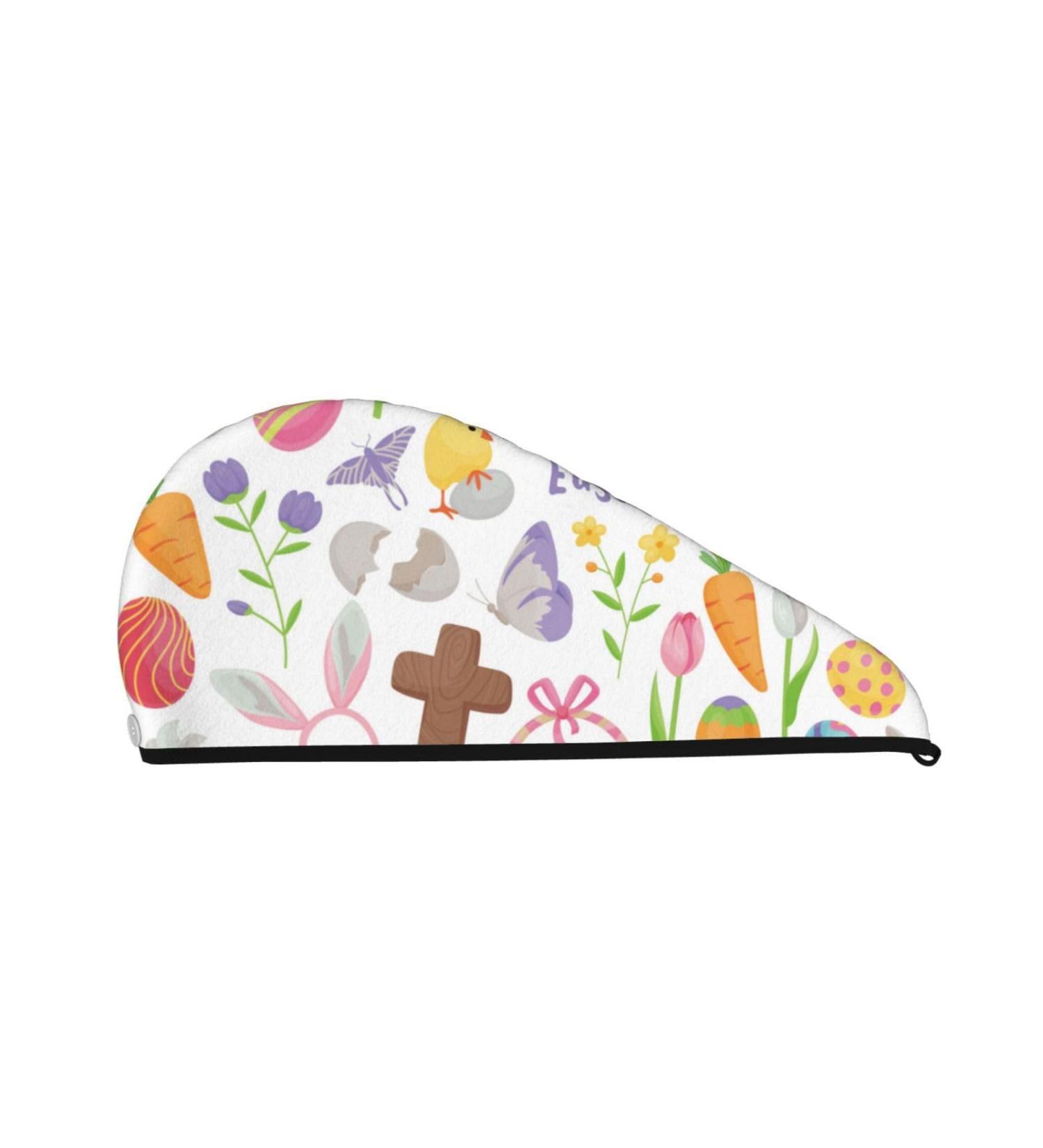 Happy Easter Microfiber Hair Towel - Super Absorbent Coral Velvet Wrap for Long Curly & Thick Hair - Buy Online on GoSupps.com