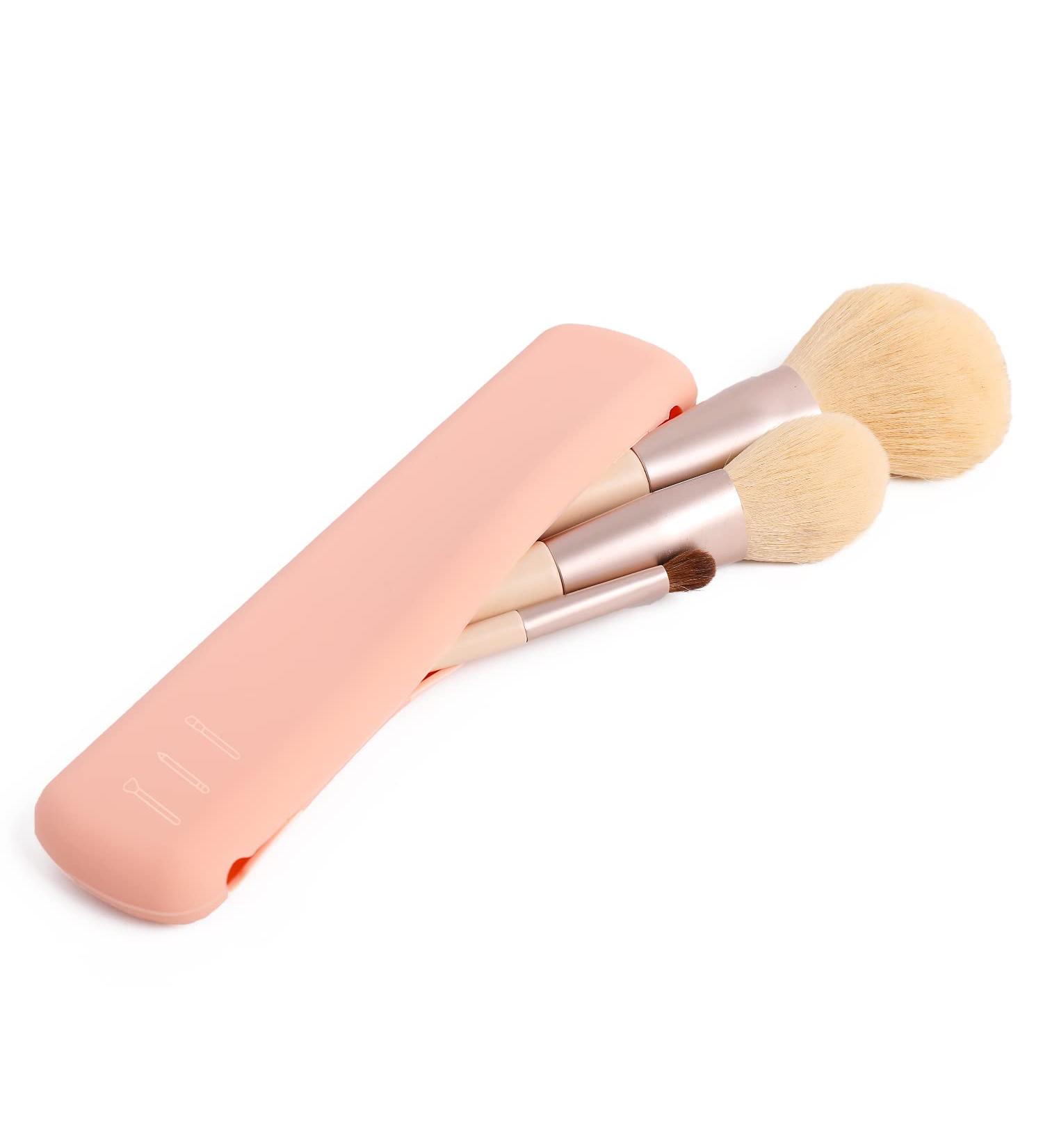 Travel Makeup Brush Holder - DEERLET Silicone Organizer Case with Magnetic Closure | Portable & Sleek Pink Makeup Brush Travel Case - Buy Online on GoSupps.com