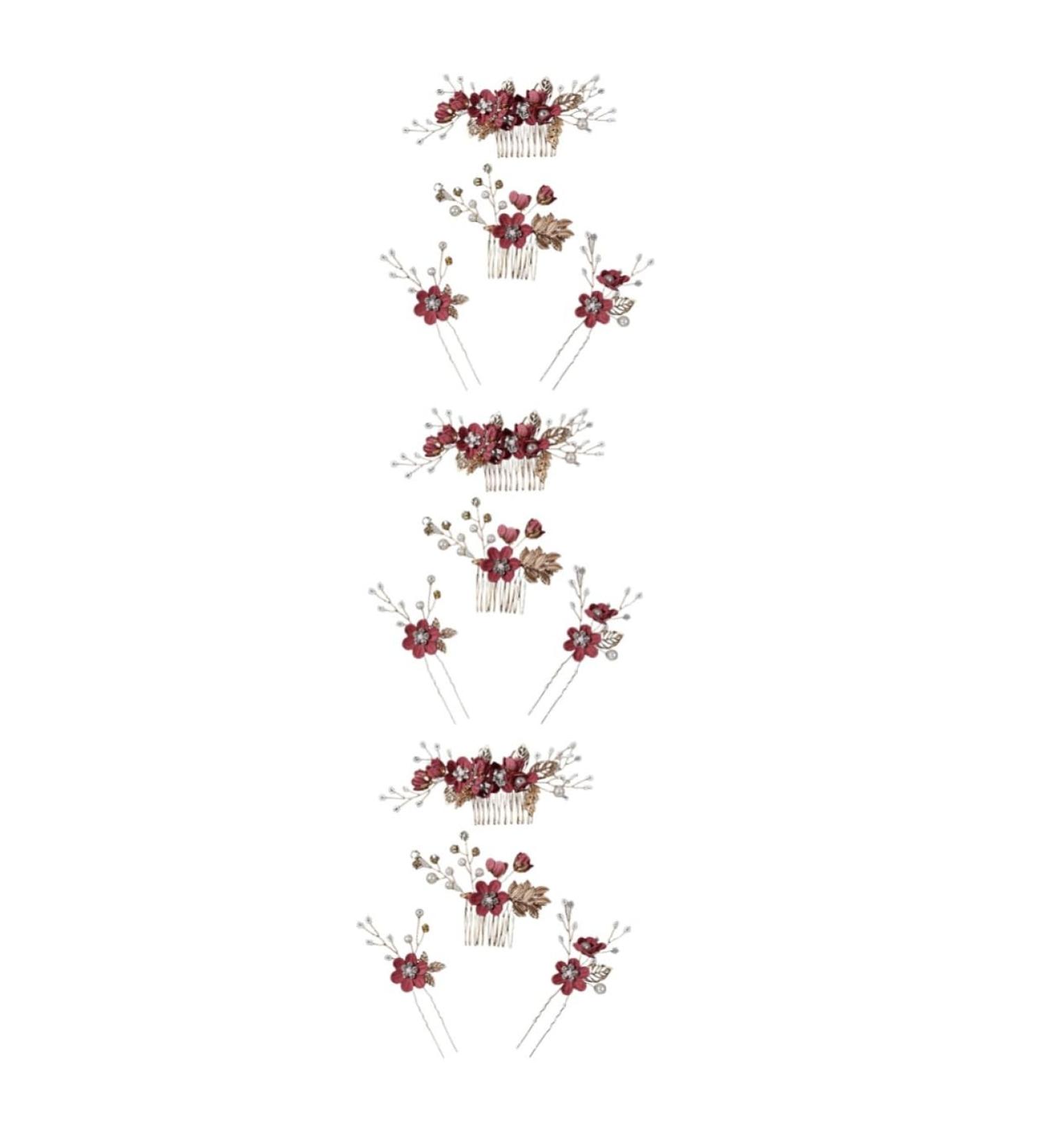 MAGICLULU 3 Sets Hairpin Chinese Decor Flower Hair Accessories Fringe Trim Pearl Hair Accessories Flower Slides Comb Wedding Hair Insert Comb Tiara Zinc Alloy Red Flowers Flower - Buy Online on GoSupps.com