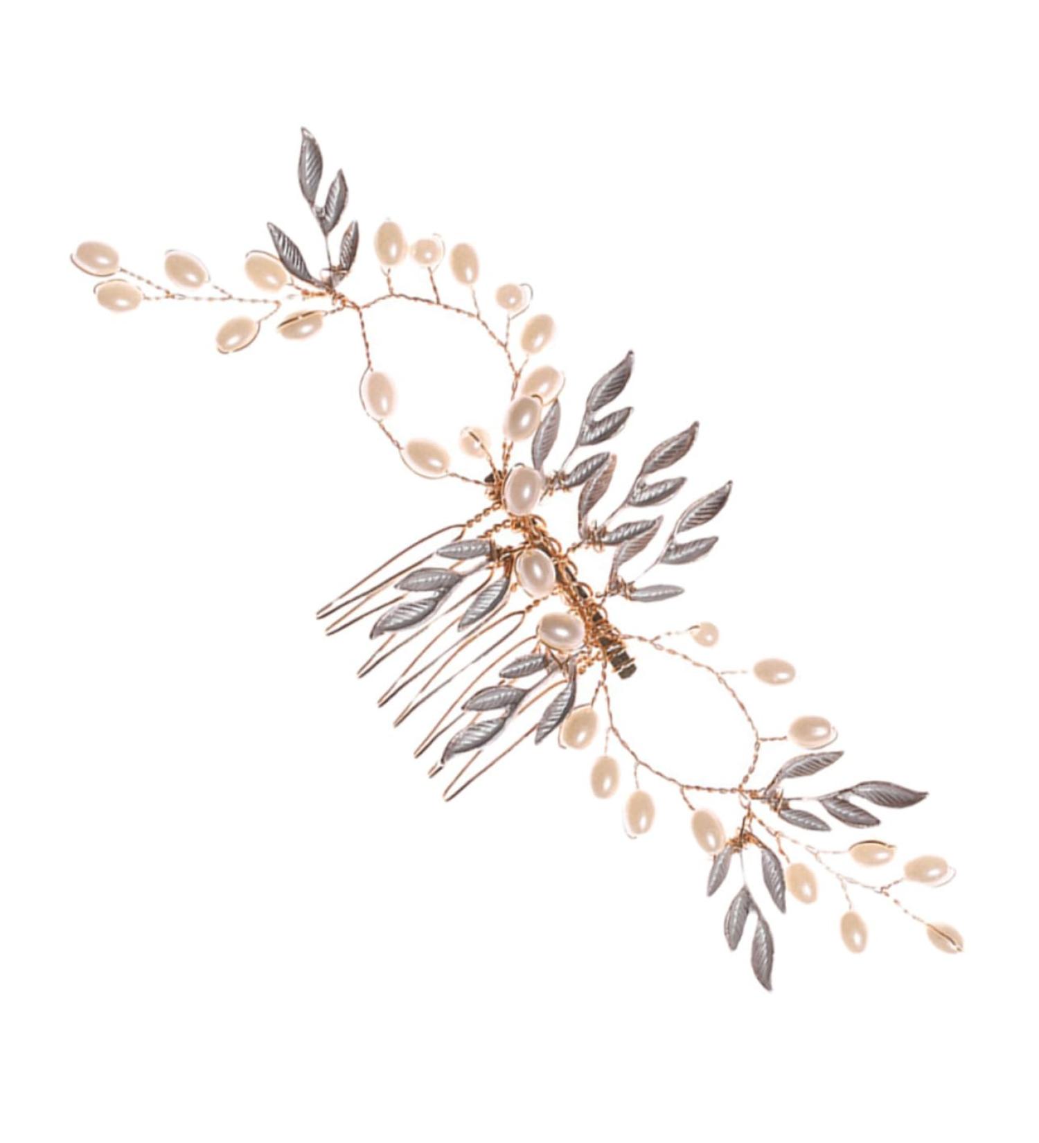 Healeved Piece Pearl Hair Comb Tiara Wedding Pearl Leaf Hair Comb Decorative Accessories Pearl Tiara Pearl Wedding Hair Wedding Hair Comb Hair Topper Bridal Clip Beads Alloy Prom Bridesmaid - Buy Online on GoSupps.com