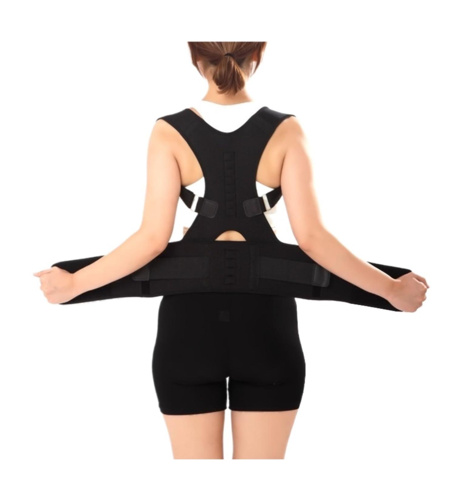 Waist Trainer Back Brace Magnetic Corrector Band Shoulder Back Support Belt Humpback Correction Waist Cincher(XX-Large) XX-Large Black - Buy Online on GoSupps.com