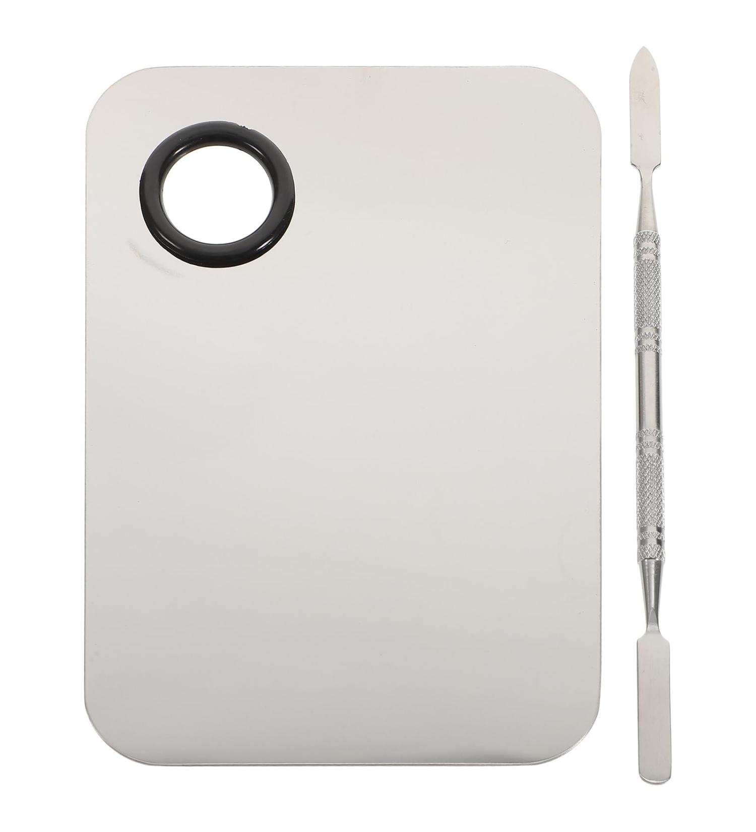 FOMIYES Makeup Palette | Stainless Steel Cosmetic Mixing Tray & Spatula for Foundation & Nail Art | Perfect for Makeup Artists - Buy Online on GoSupps.com