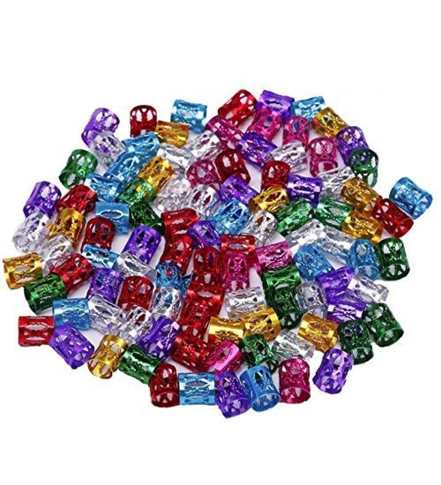 LASSUM 100 PCS 8mm Aluminum Dreadlocks Hair Cuff - Multicolor Hair Decoration Jewelry - Buy Online on GoSupps.com