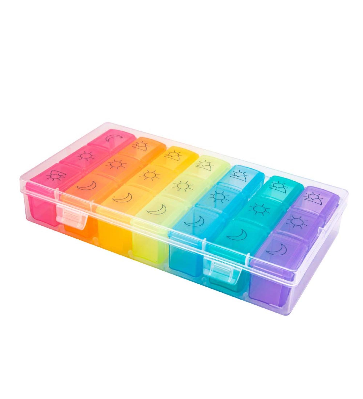 7 Day Weekly Pill Organizer 3 Times a Day - Non-BPA Food Grade Plastic - Lightweight & Travel Friendly - Ideal for Supplements, Vitamins & Medications - Buy Online on GoSupps.com