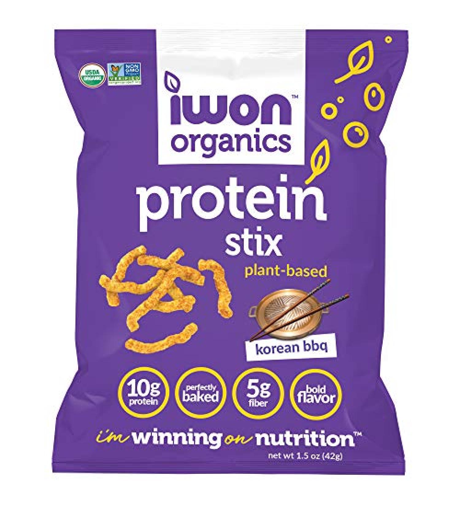 IWON Organics Korean BBQ Snack Stix - High Protein, Organic Healthy Snacks (8 Bags, 1.5 oz) - Buy Online on GoSupps.com